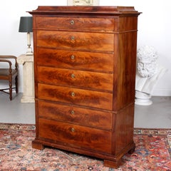Danish Biedermeier Chest of Drawers 19th Century Flamed Mahogany
