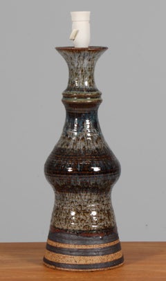 Grande lampada da tavolo danese in gres parzialmente smaltato. 1960s