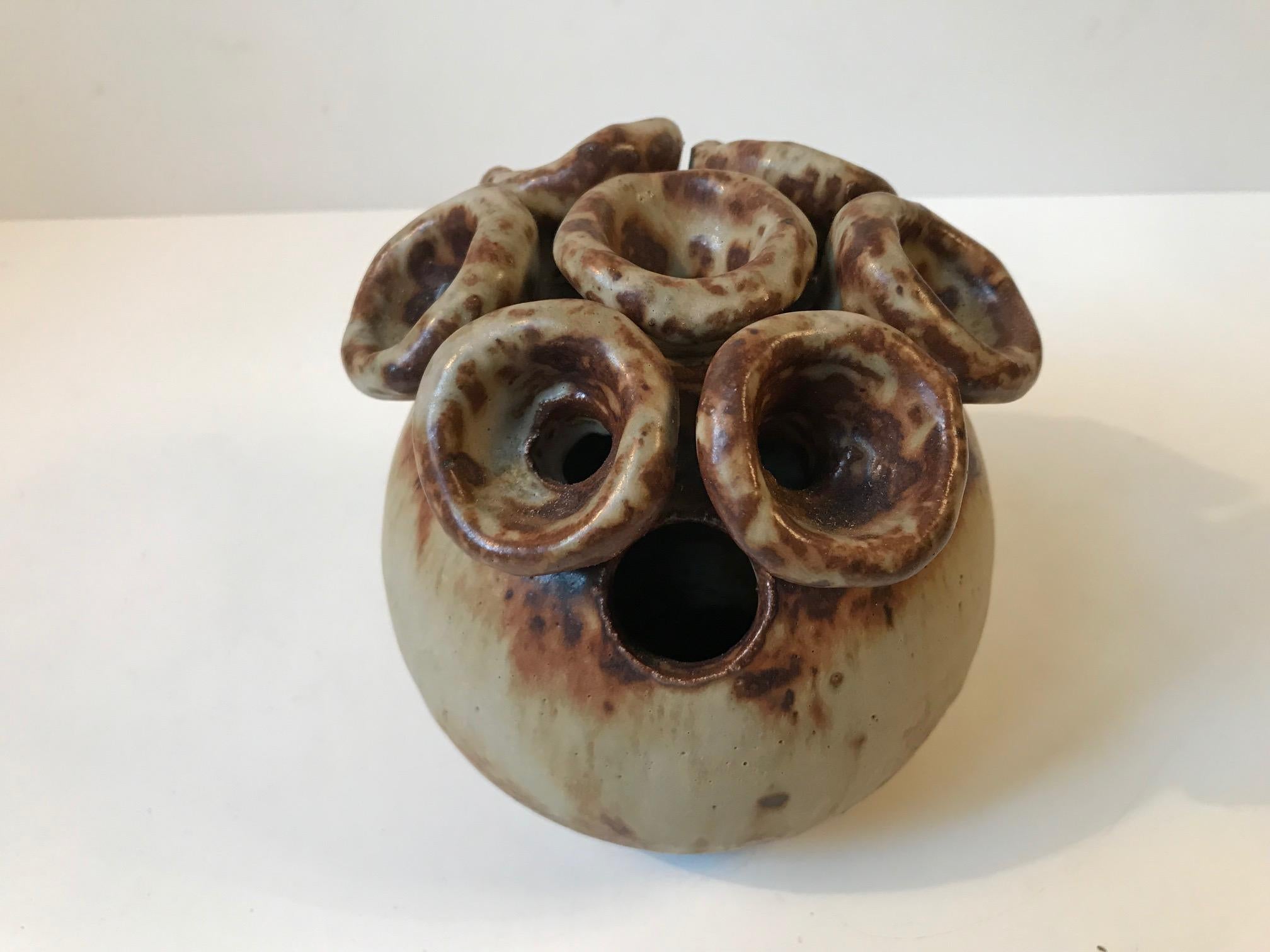 Glazed Danish Biomorphic Stoneware Vase by Dorthe Visby, 1990s