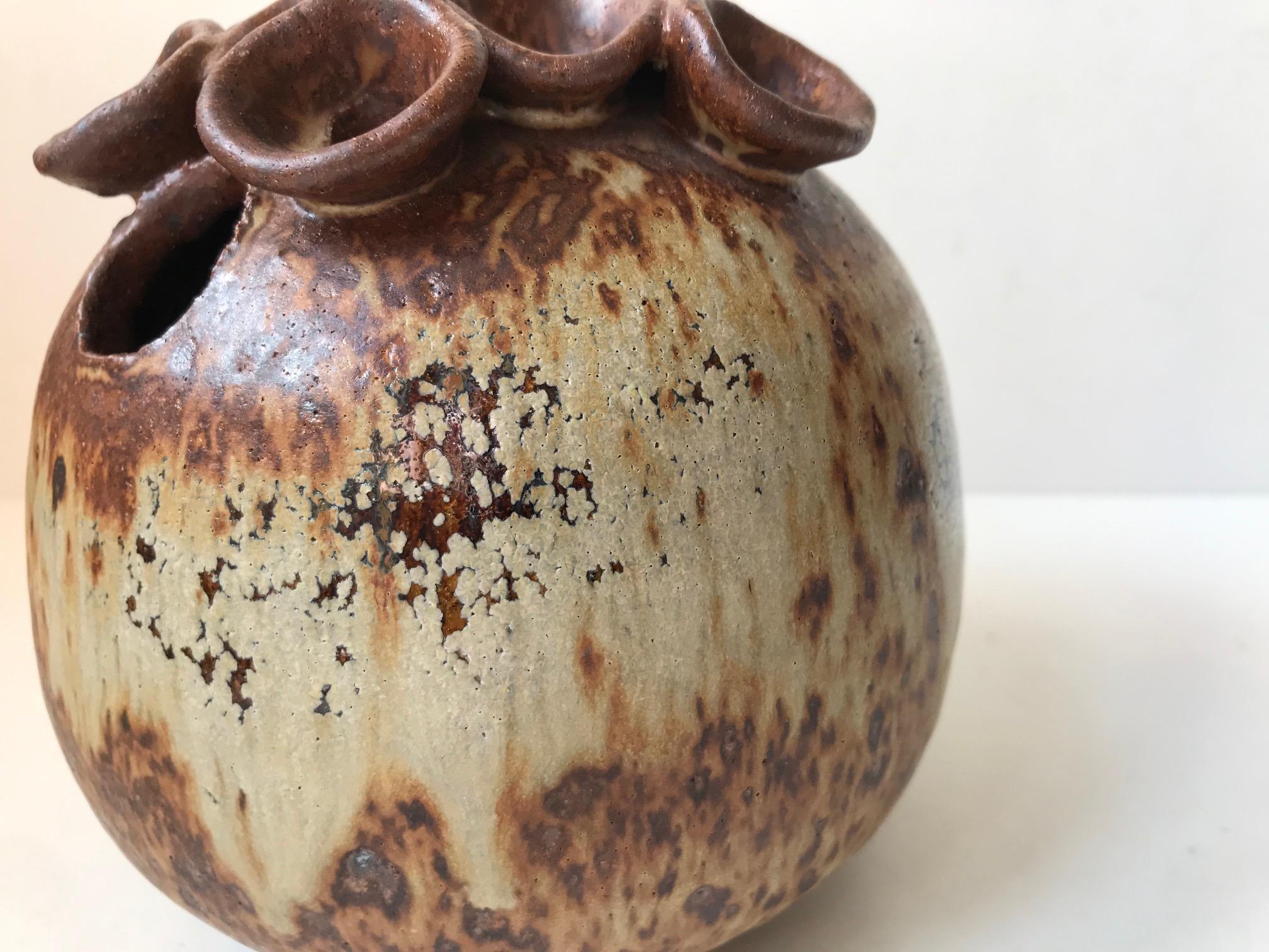 Danish Biomorphic Stoneware Vase by Dorthe Visby, 1990s In Good Condition In Esbjerg, DK
