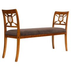 Danish Birch wood Empire Bench with Lyre Motif