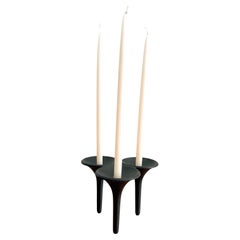 Porte-bougies danois en fonte noire - souffleur de corne des années 1970 pour Illums Bolighus