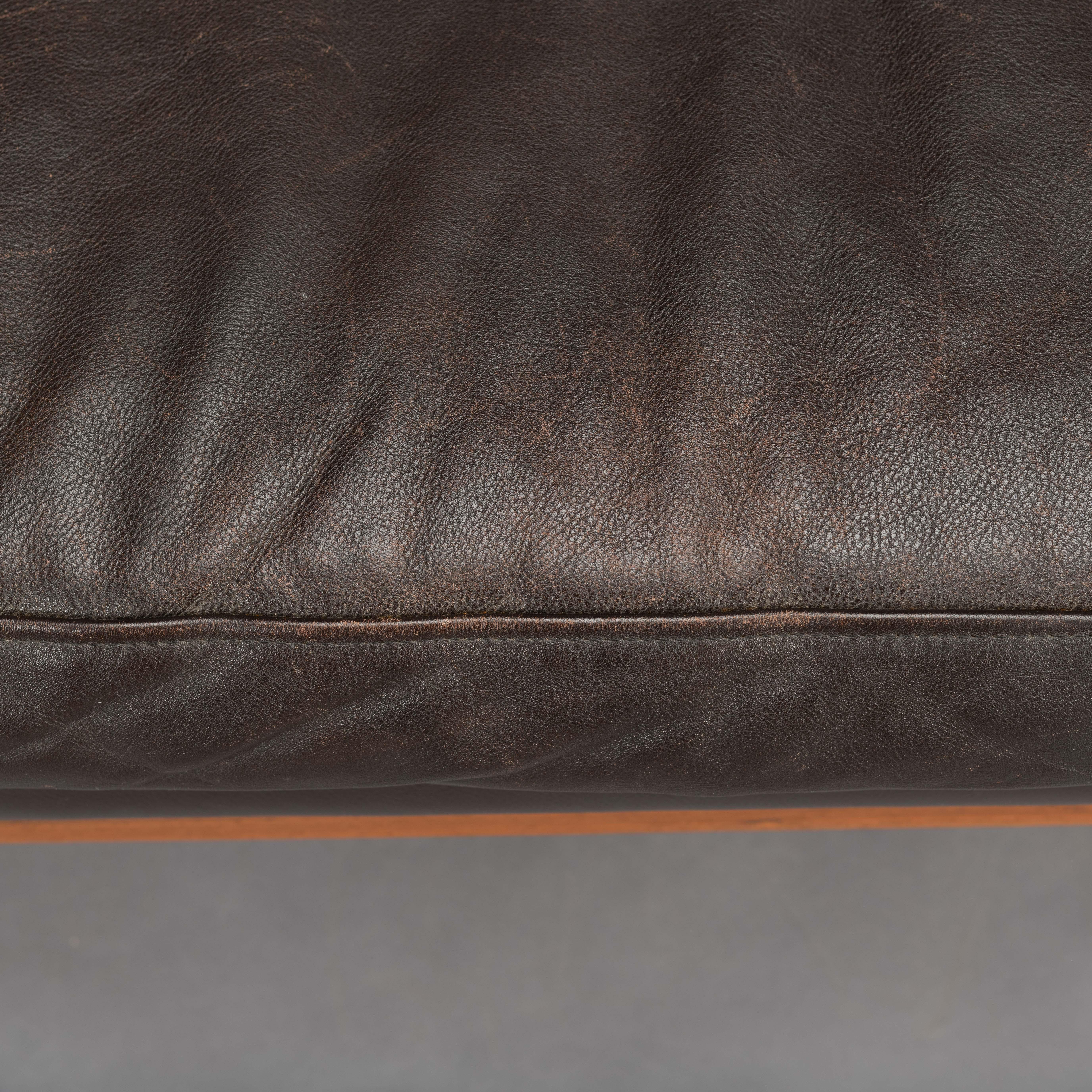Danish Black Leather 2-Seater Sofa with Rosewood, 1960s 8