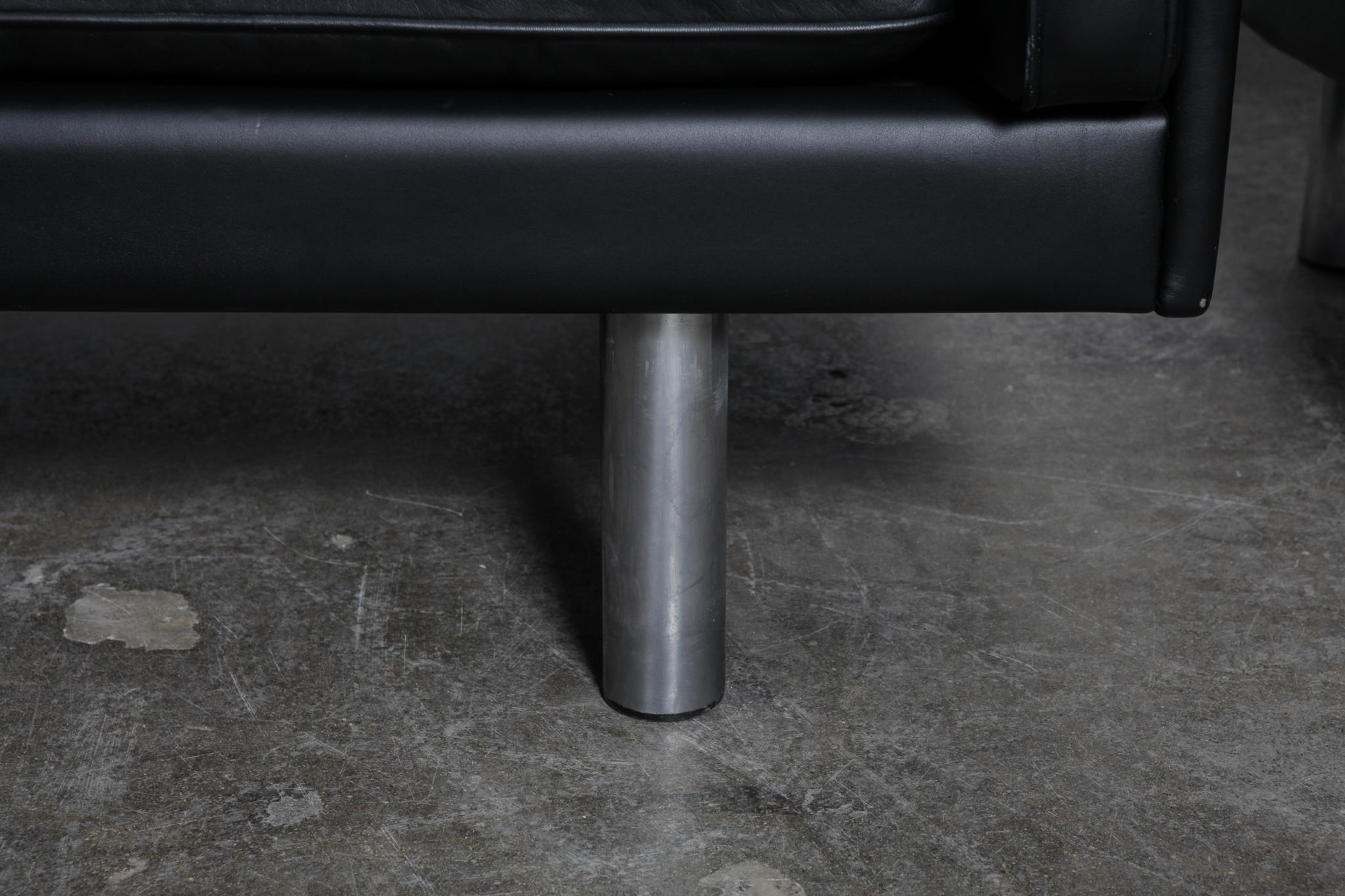Danish Black Leather Sofa and Chair by Jørgen Gammelgaard for Erik Jørgensen For Sale 2