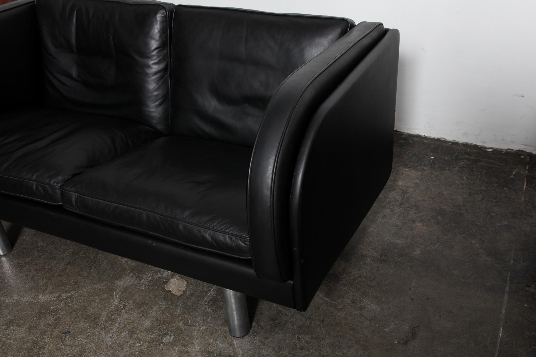 Danish Black Leather Sofa and Chair by Jørgen Gammelgaard for Erik Jørgensen For Sale 3