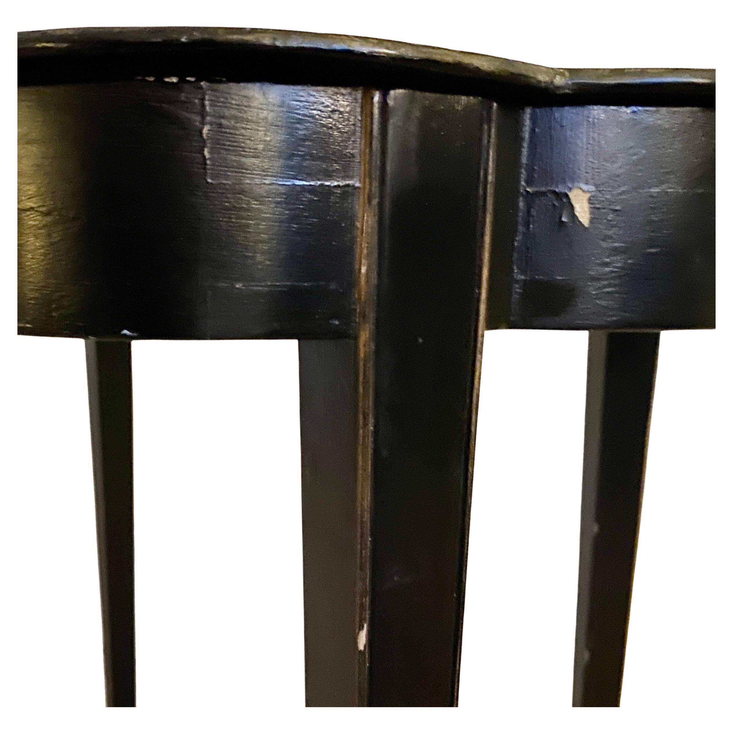 Metal Danish Black-Painted Flower Decorated Coffee Tray Table, circa 1920s For Sale