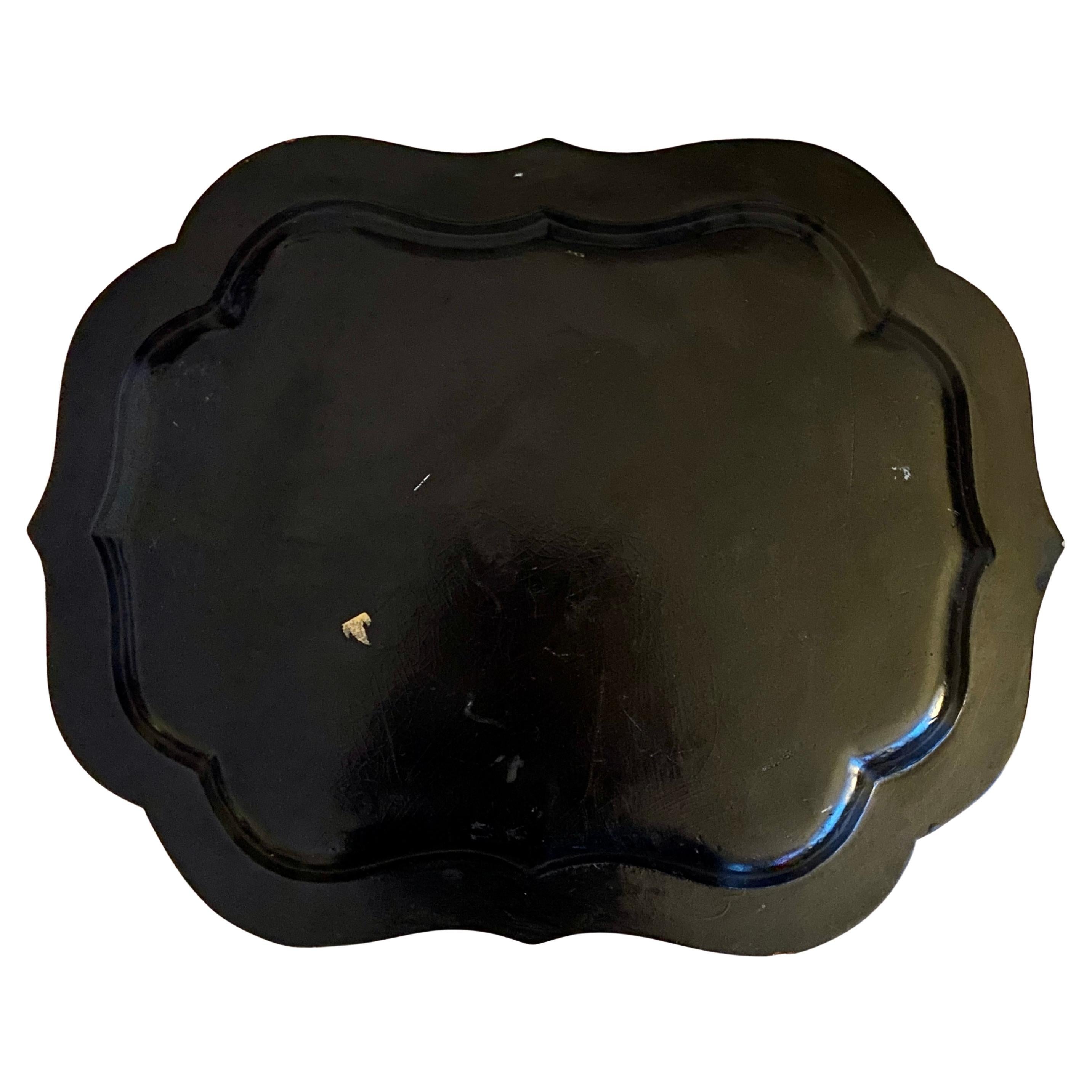 Danish Black-Painted Flower Decorated Coffee Tray Table, circa 1920s For Sale 2
