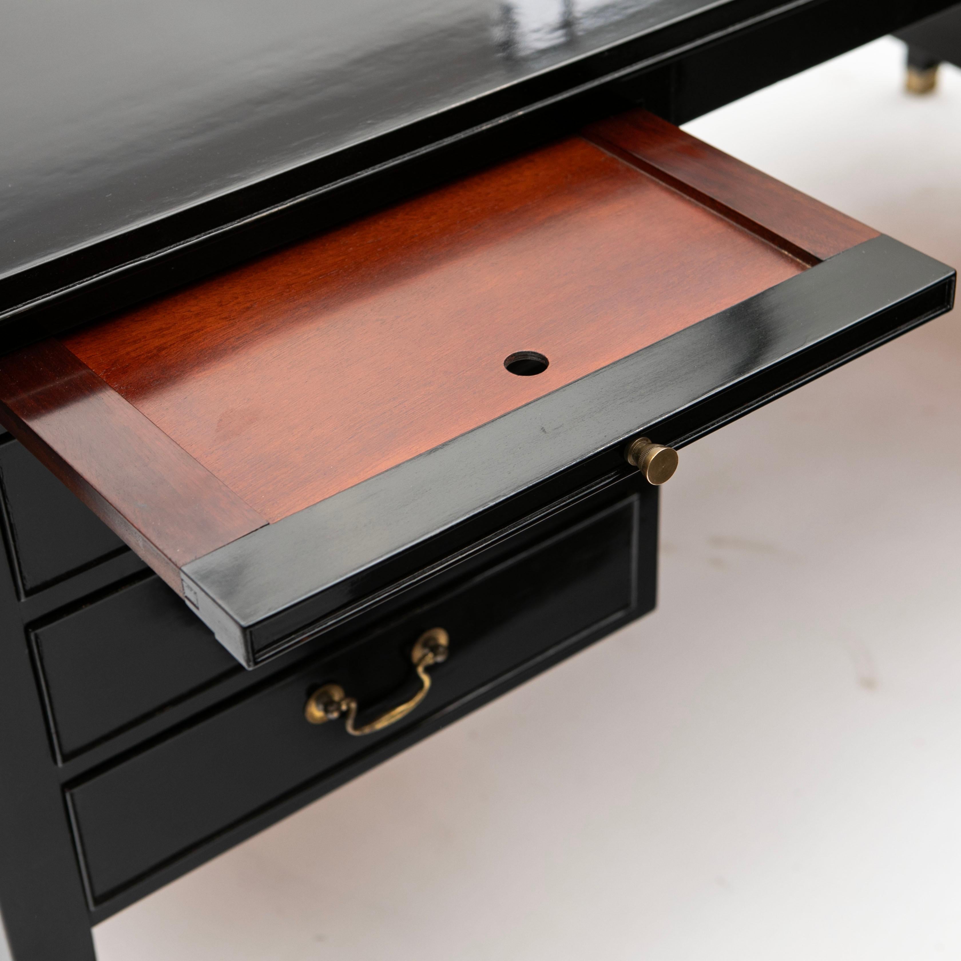 Black Polished Mahogany Writing Desk by Ole Wanscher For Sale 4