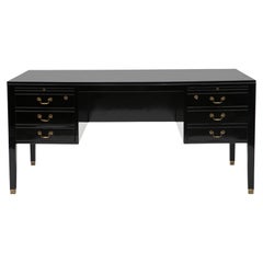 Black Polished Mahogany Writing Desk by Ole Wanscher