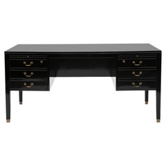 Retro Black Polished Mahogany Writing Desk by Ole Wanscher