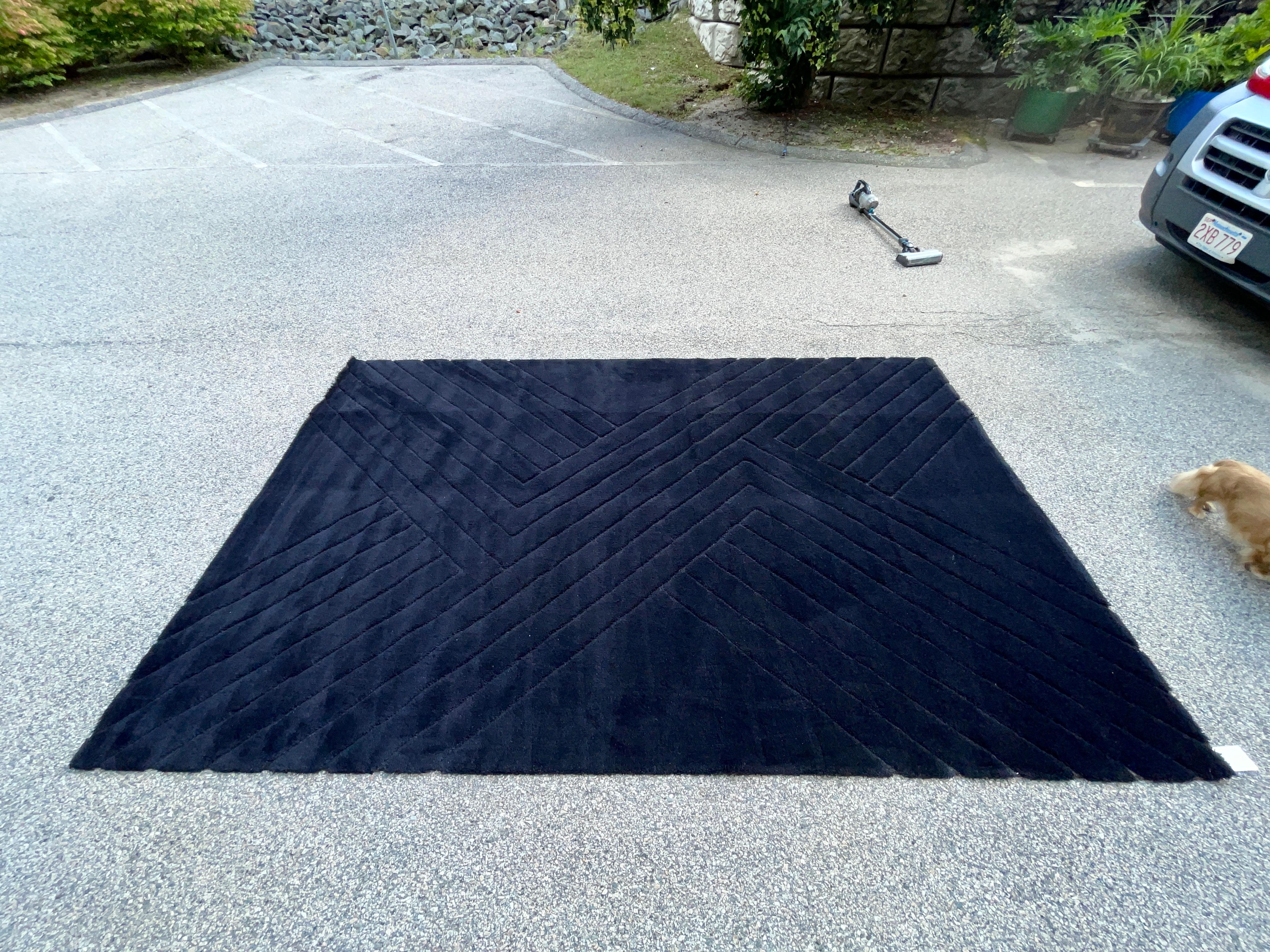 Danish Black Wool Sculpted Rya Rug 5