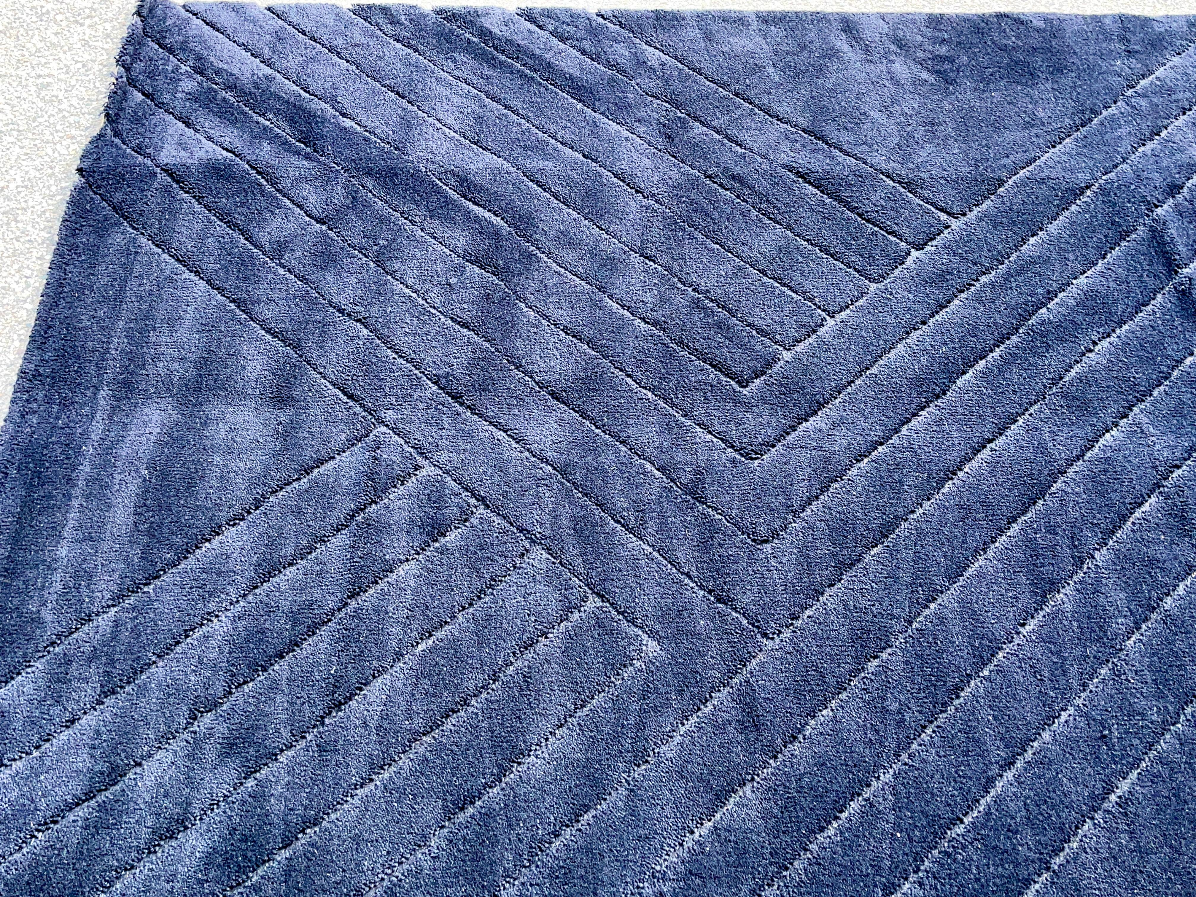 Mid-20th Century Danish Black Wool Sculpted Rya Rug