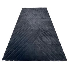 Danish Black Wool Sculpted Rya Rug