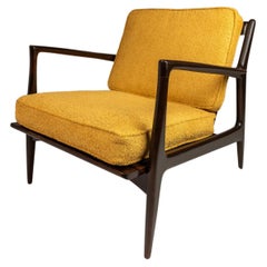 Danish 'Blade Arm' Lounge Chair, Beech & Bouclé, Ib Kofod Larsen, Selig, c. 1960