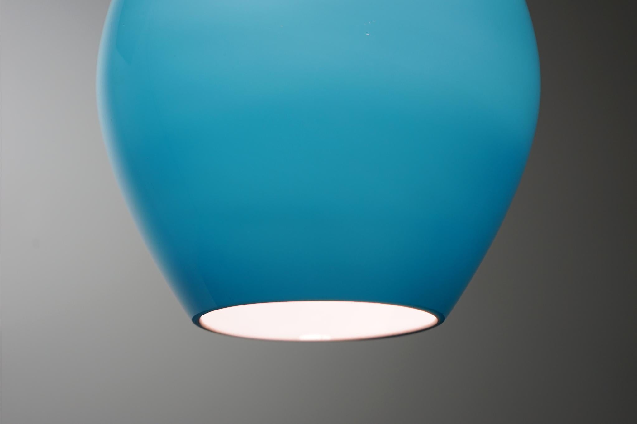 Danish Blue Glass Pendant Light by Holmegaard 1