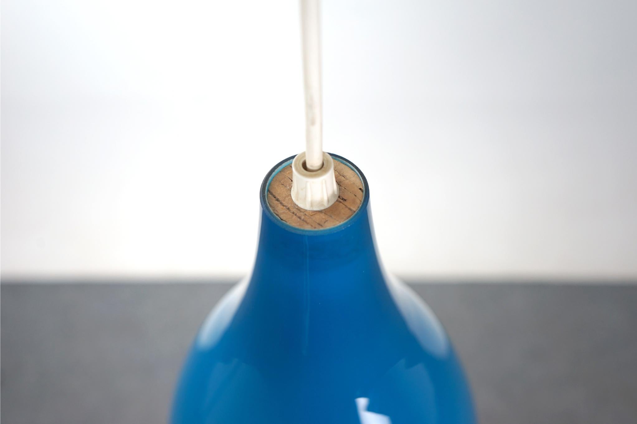 Danish Blue Glass Pendant Light by Holmegaard 2