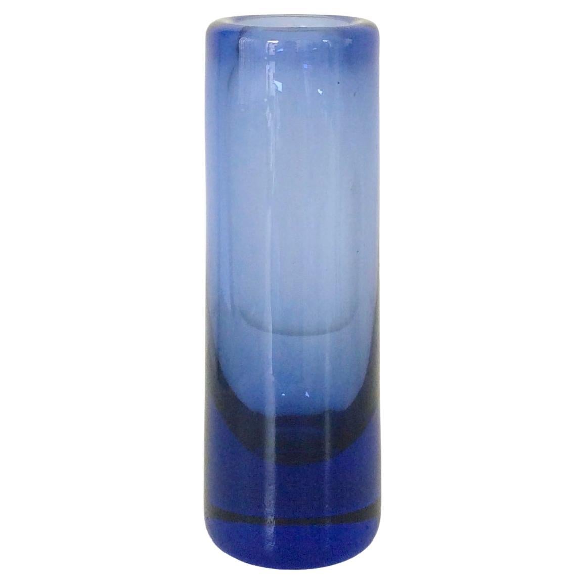 Scandinavian Modern Danish Blue Glass Vase by Per Lütken for Holmegaard, circa 1950 For Sale