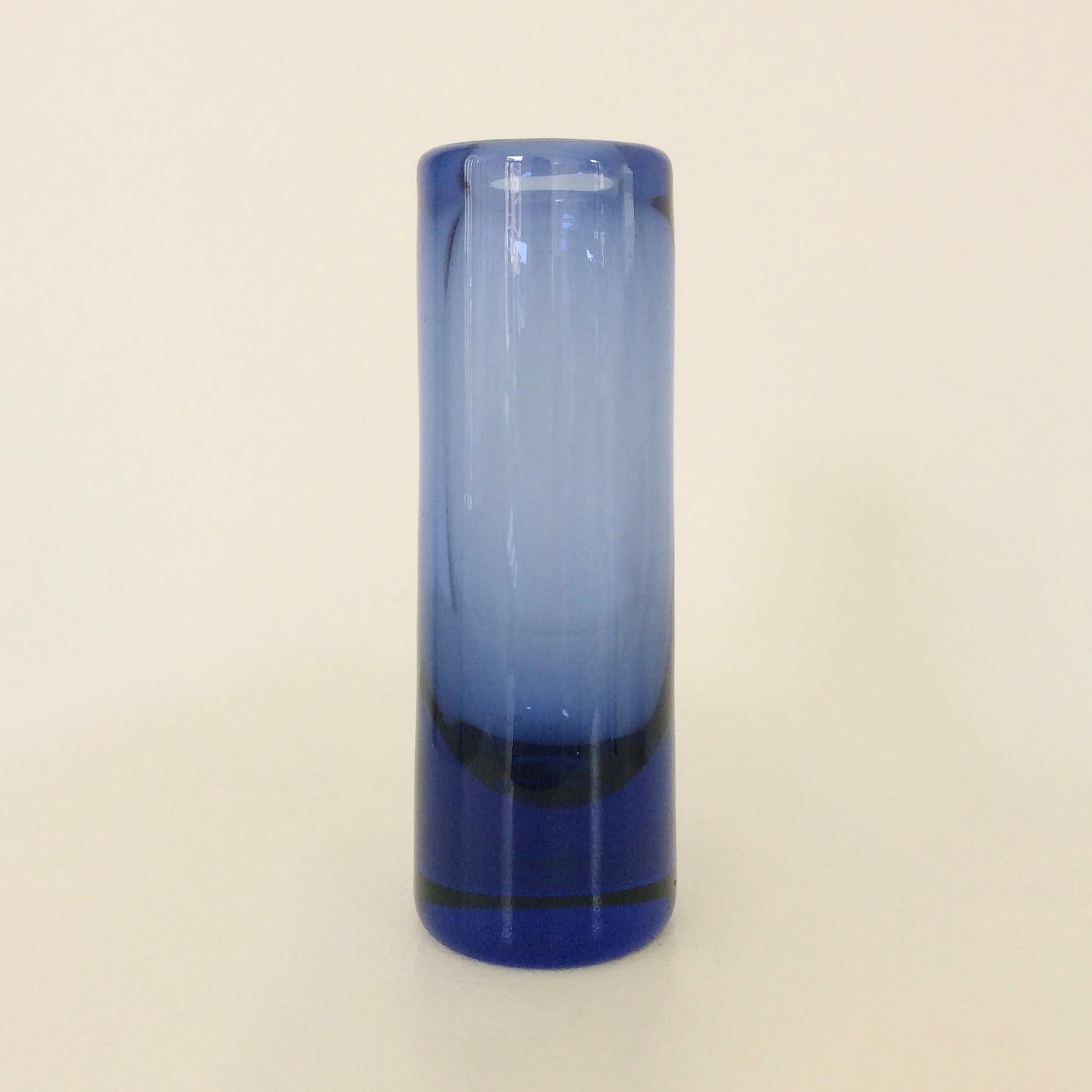 Mid-20th Century Danish Blue Glass Vase by Per Lütken for Holmegaard, circa 1950 For Sale