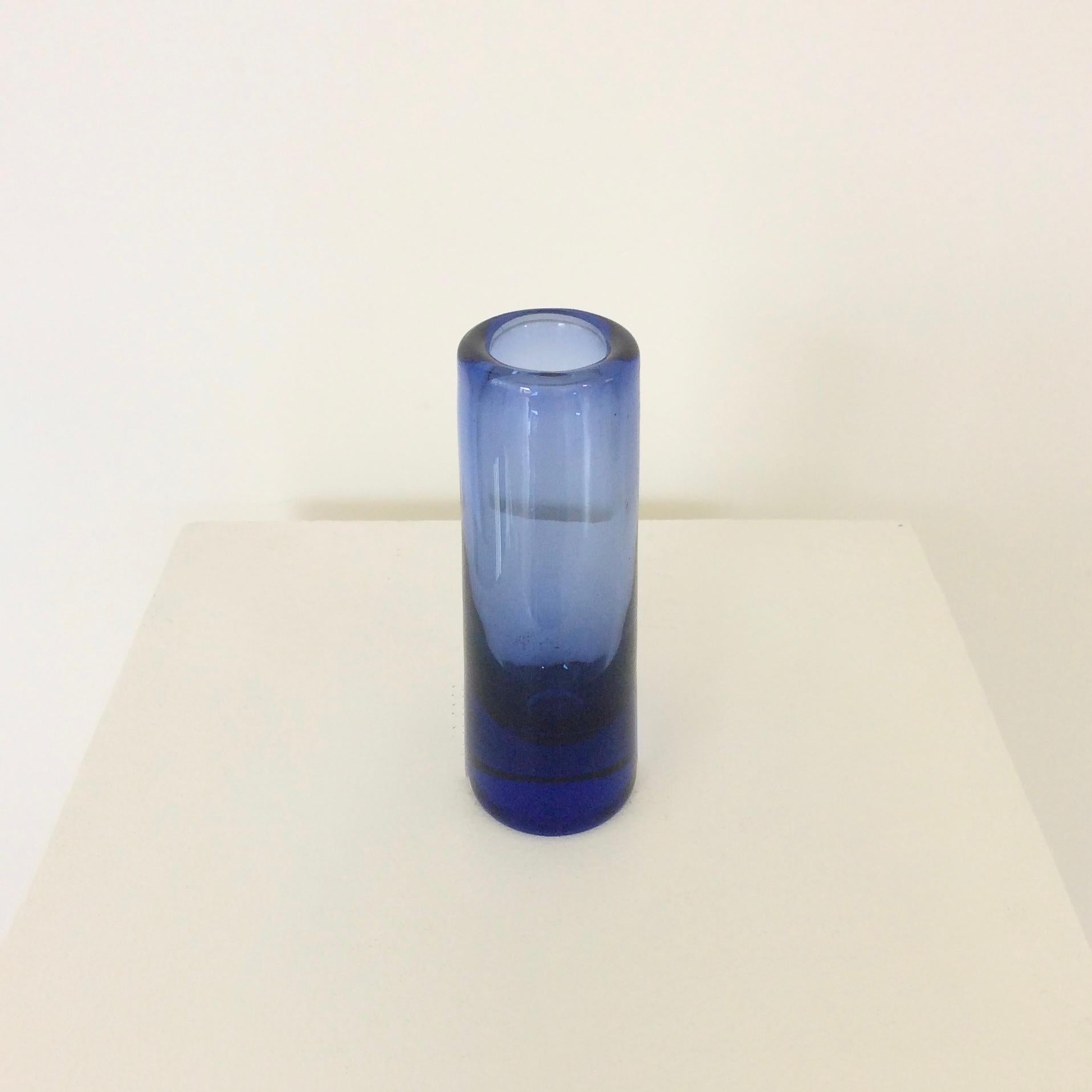 Danish Blue Glass Vase by Per Lütken for Holmegaard, circa 1950 For Sale 2