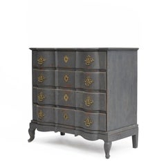 Antique Danish Blue-Gray Serpentine Front Chest