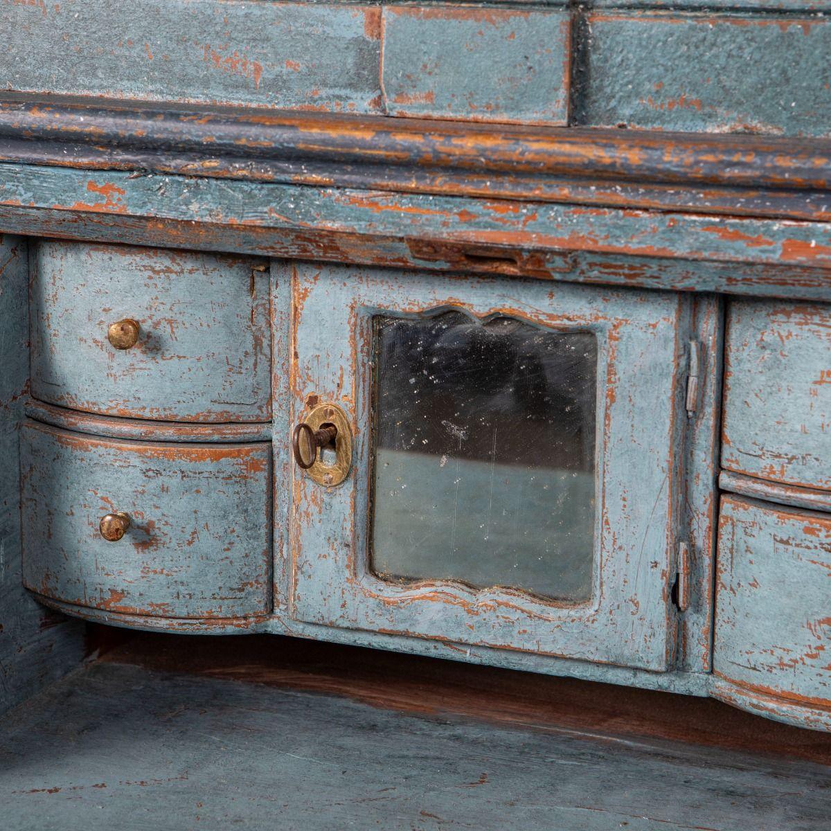 Dänischer blau bemalter Rokoko-Sekretärschreibtisch in der Art von Mathias Ortmann im Angebot 7