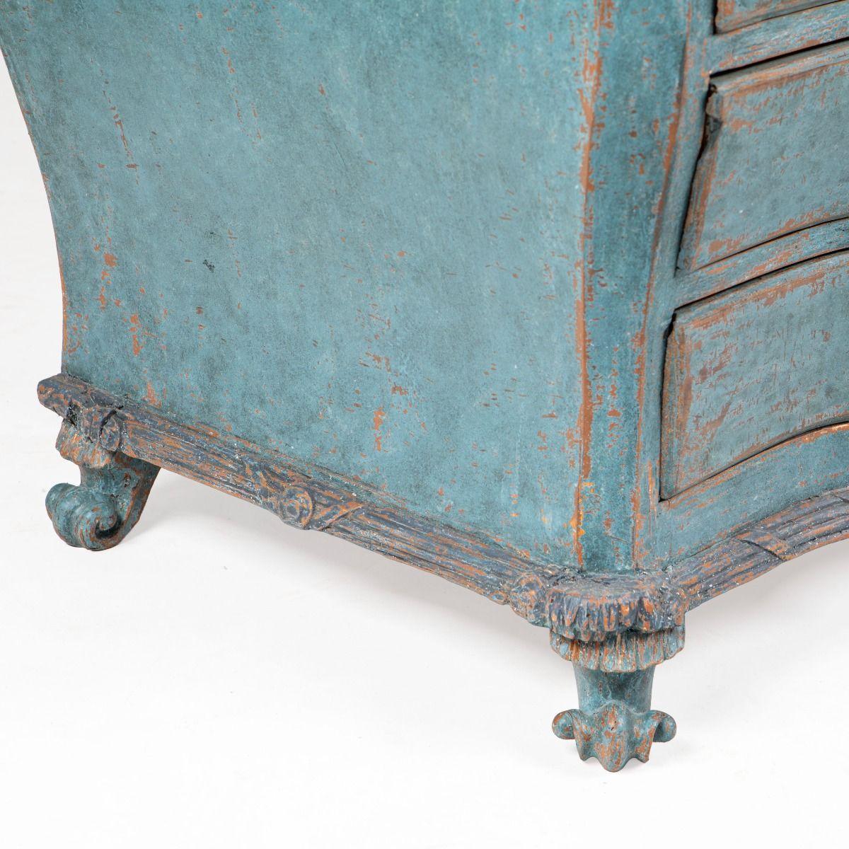 Dänischer blau bemalter Rokoko-Sekretärschreibtisch in der Art von Mathias Ortmann im Angebot 12