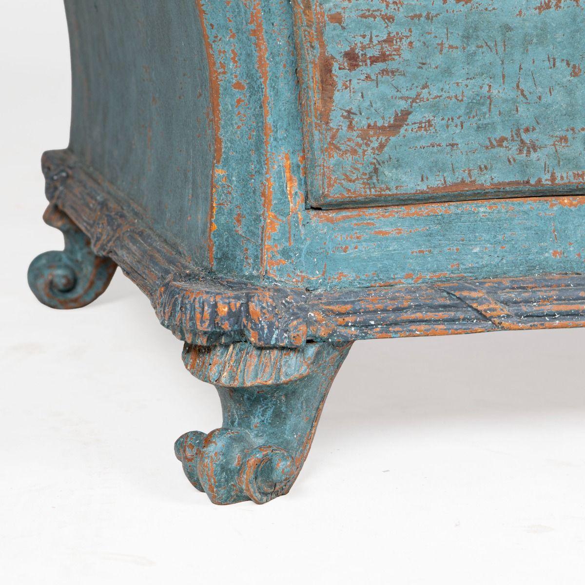 Dänischer blau bemalter Rokoko-Sekretärschreibtisch in der Art von Mathias Ortmann im Angebot 13