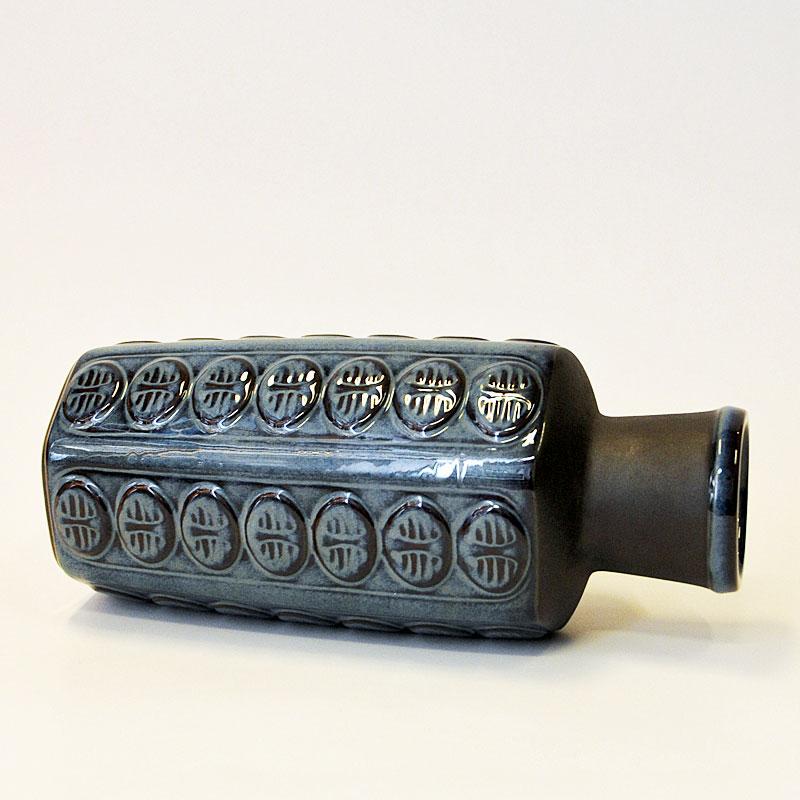 Glazed Danish Blue Stoneware Ceramic Vase by Søholm Keramik, Bornholm 1960s