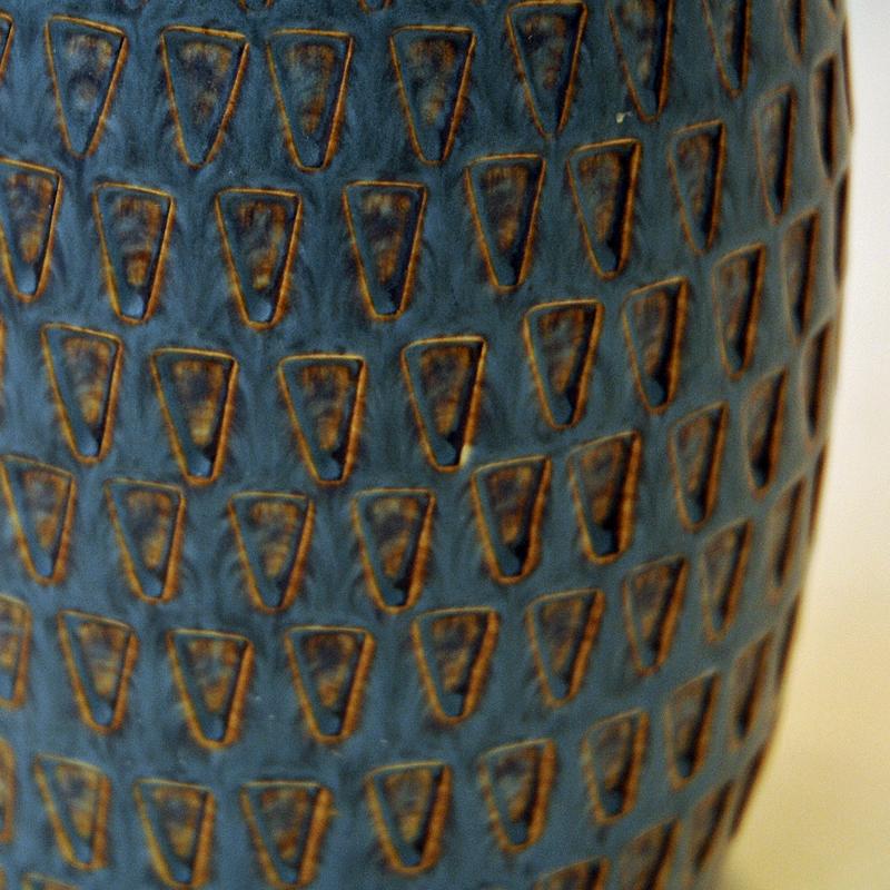 Danish Blue Stoneware Tablelamp Pair by Søholm Keramik, Bornholm 1970s 2