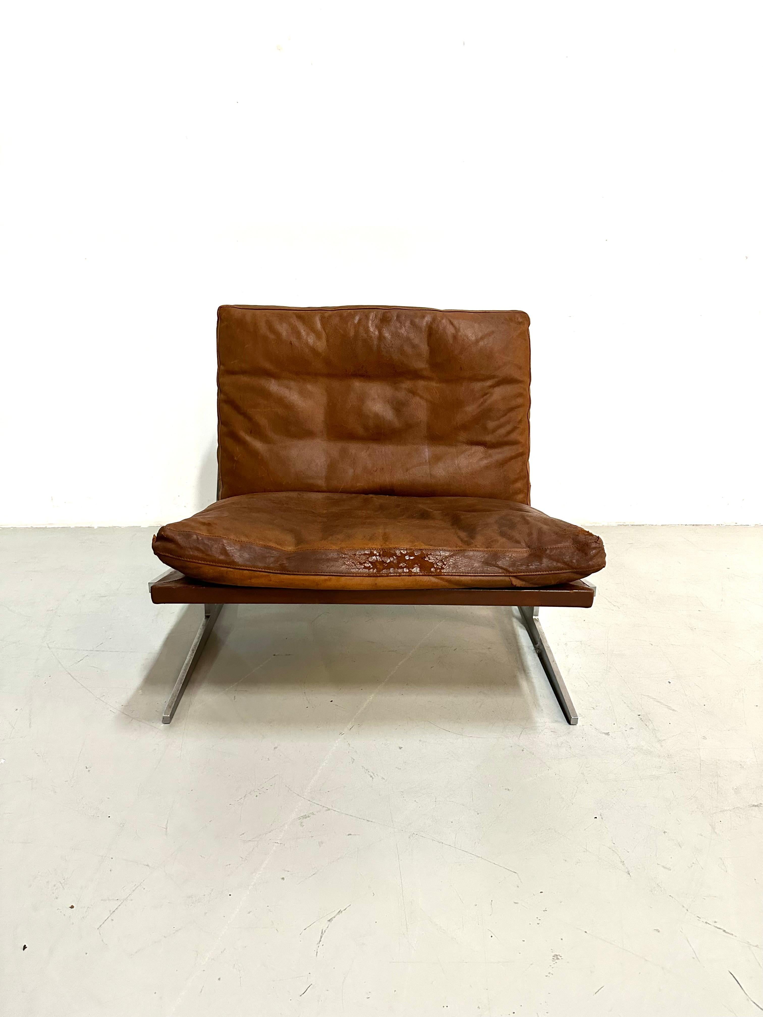 Scandinavian Modern Danish BO-561 Lounge Chair in Cognac by Fabricius and Kastholm for BoEx, 1960s