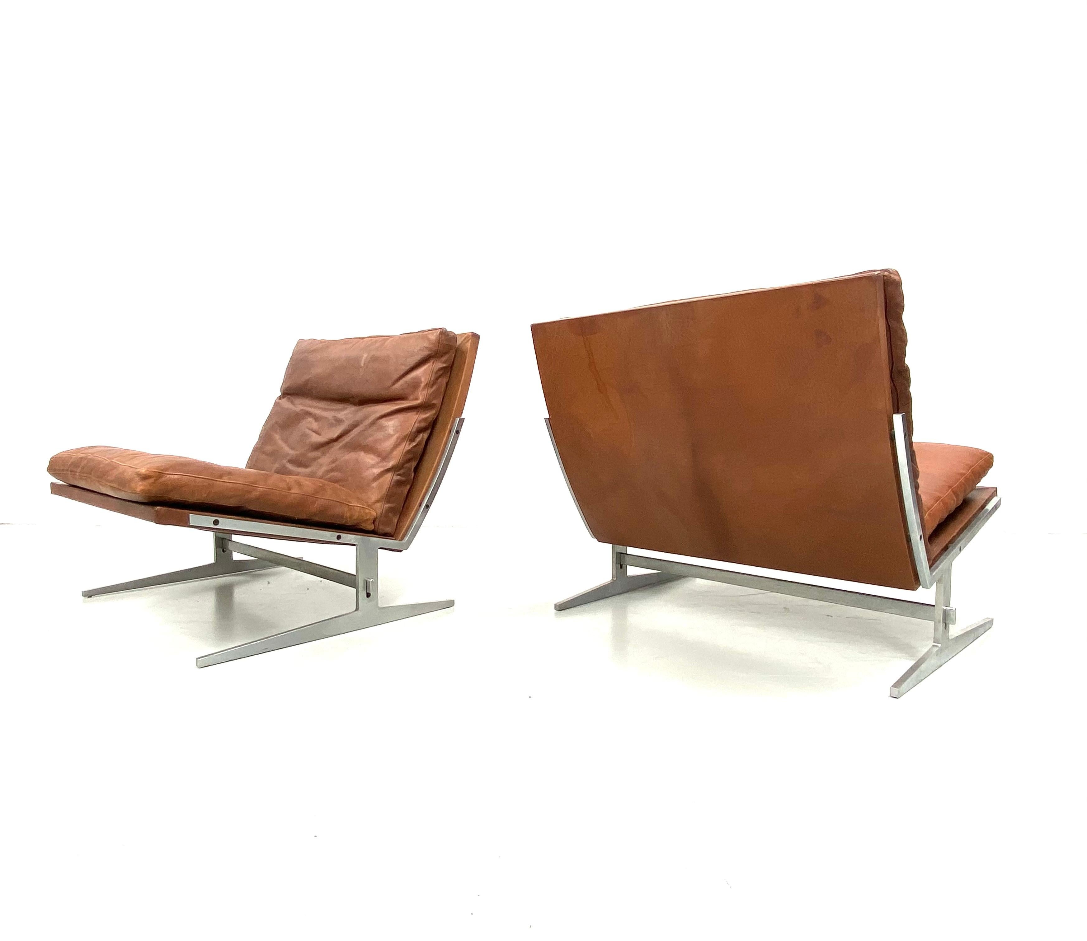 Danish BO-561 Lounge Chairs in Cognac by Fabricius and Kastholm for BoEx, 1960s 5