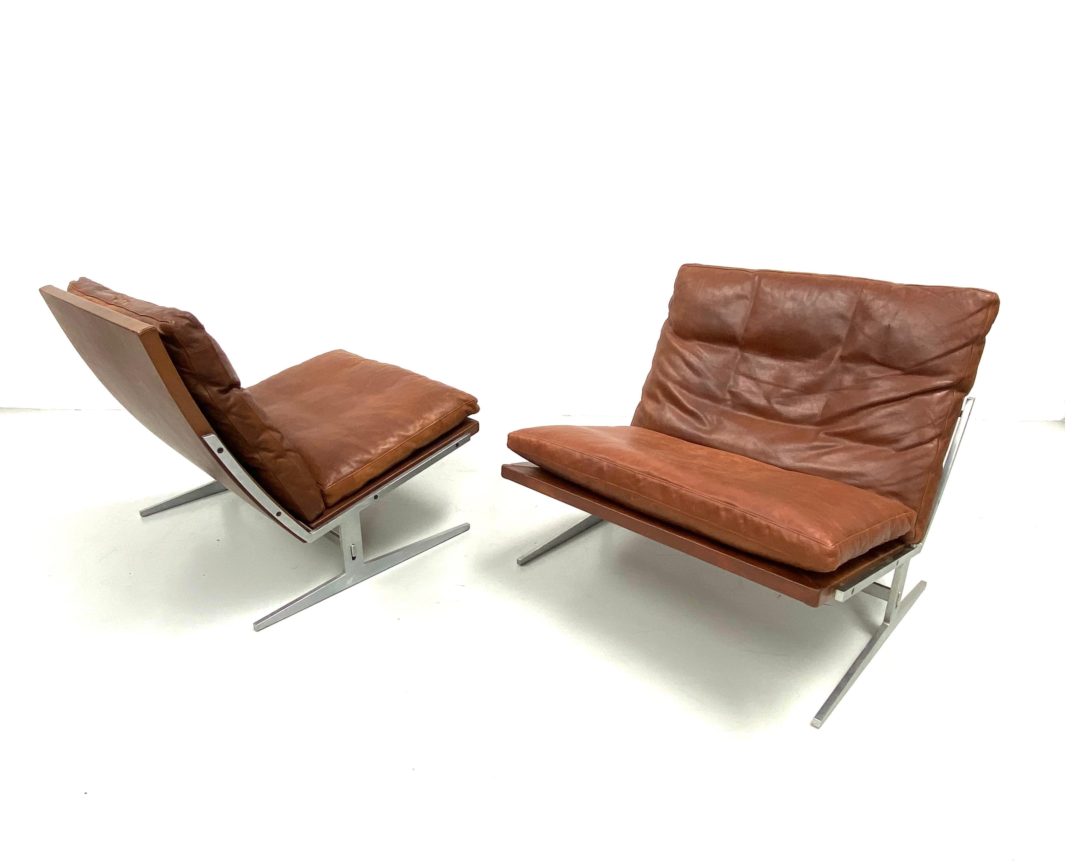 Danish BO-561 Lounge Chairs in Cognac by Fabricius and Kastholm for BoEx, 1960s 6
