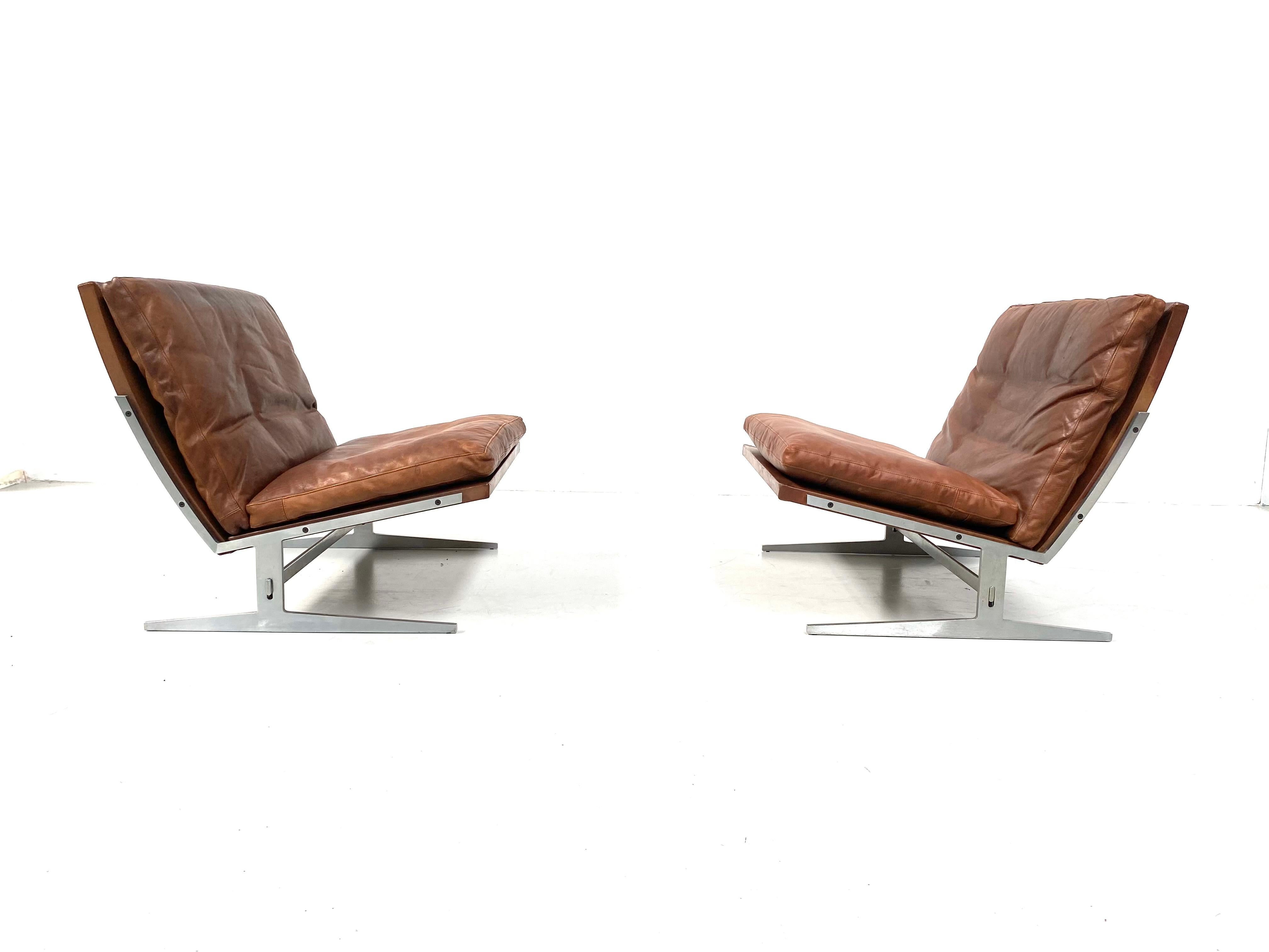20th Century Danish BO-561 Lounge Chairs in Cognac by Fabricius and Kastholm for BoEx, 1960s