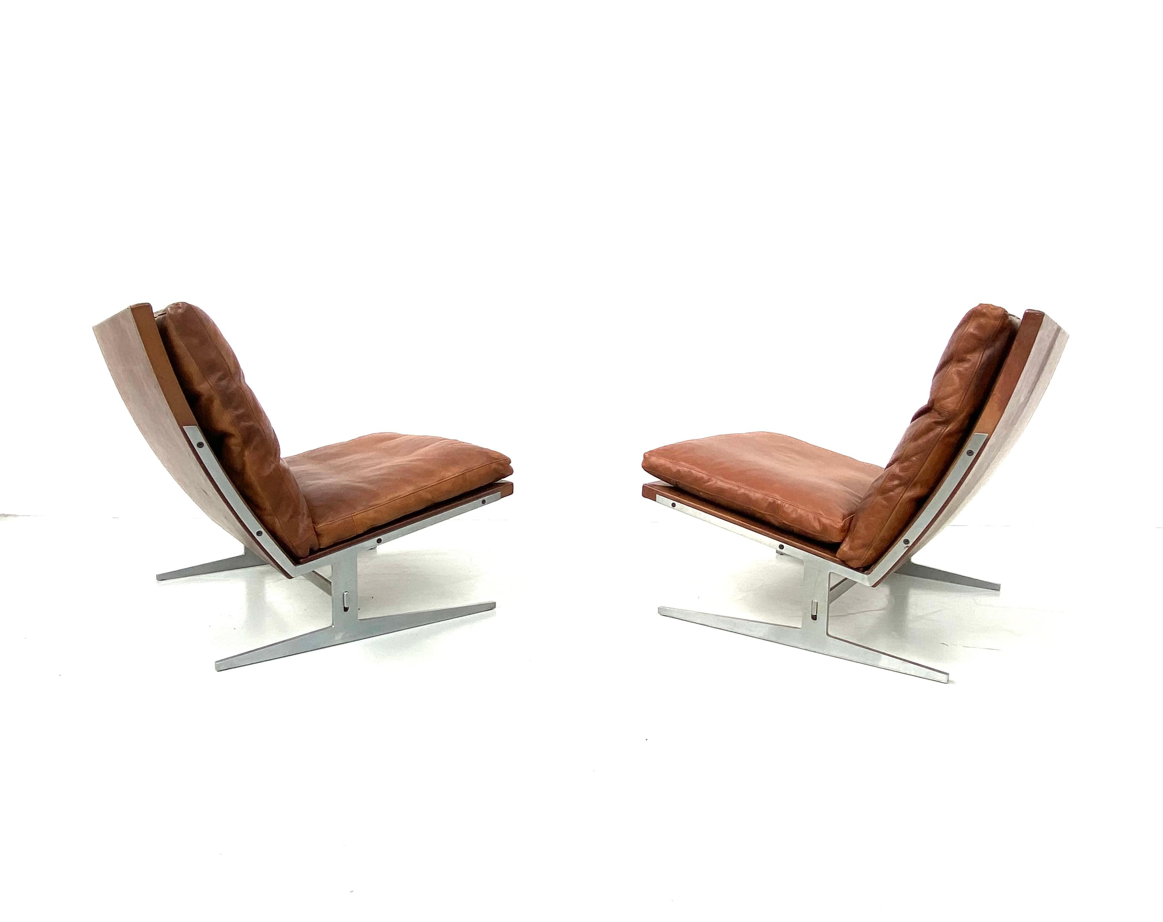 Danish BO-561 Lounge Chairs in Cognac by Fabricius and Kastholm for BoEx, 1960s 1