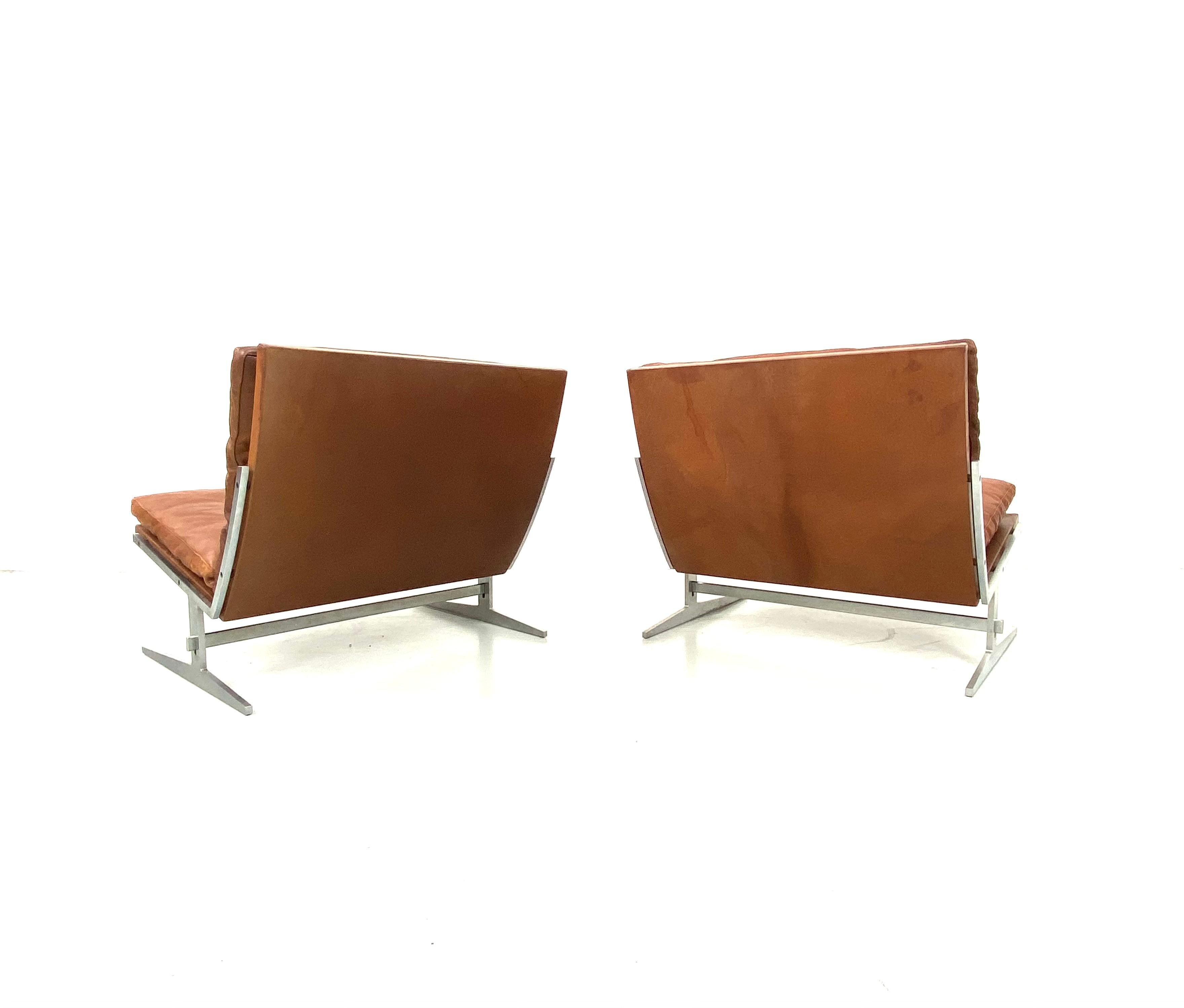 Danish BO-561 Lounge Chairs in Cognac by Fabricius and Kastholm for BoEx, 1960s 2