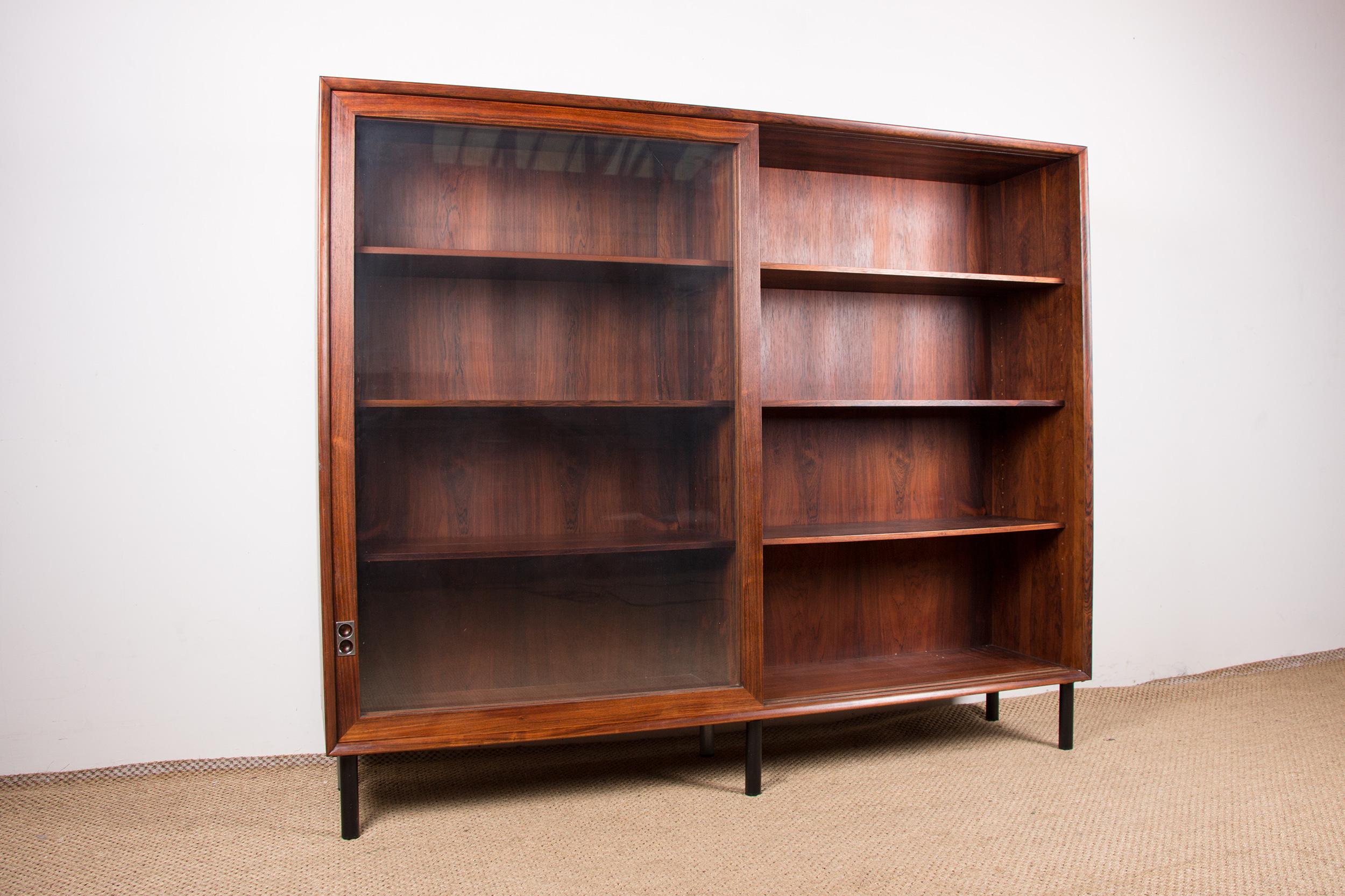 Glass Danish Book Case in Rio Rosewood by Arne Vodder for Sibast, 1960