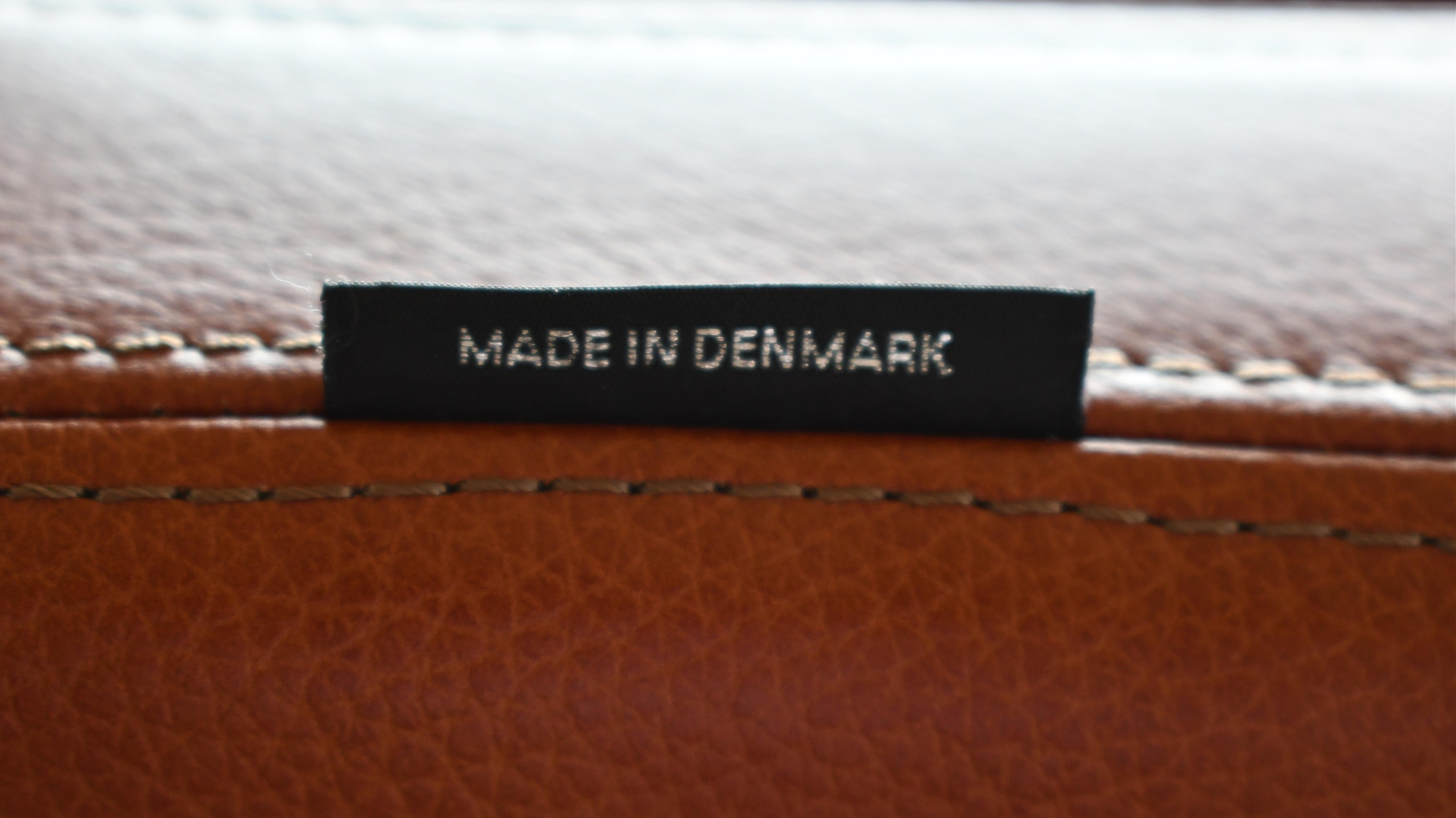 Danish Borge Mogensen Style Highback Lounge Chair in Cognac Colored Leather 9