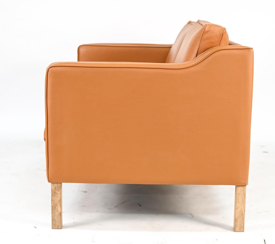 Danish Borge Mogensen Style Mid-Century Leather Sofa & Loveseat 6