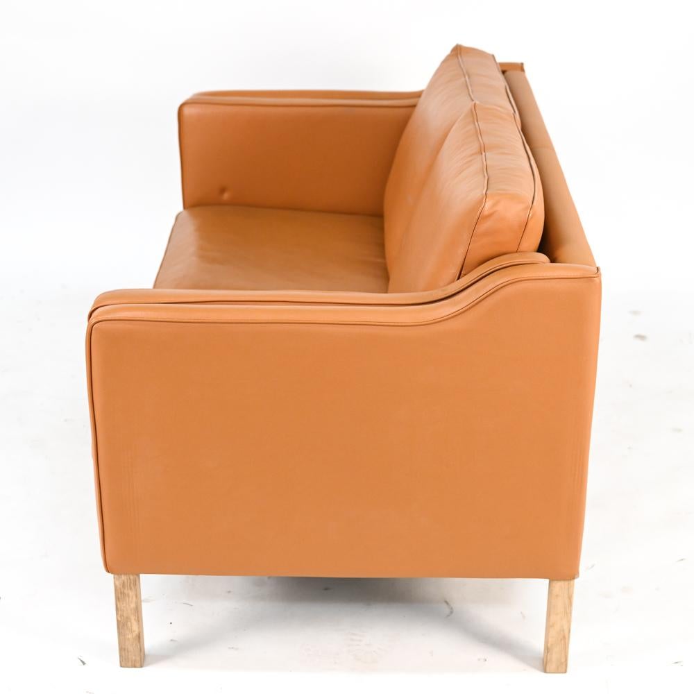 Danish Borge Mogensen Style Mid-Century Leather Sofa & Loveseat 7