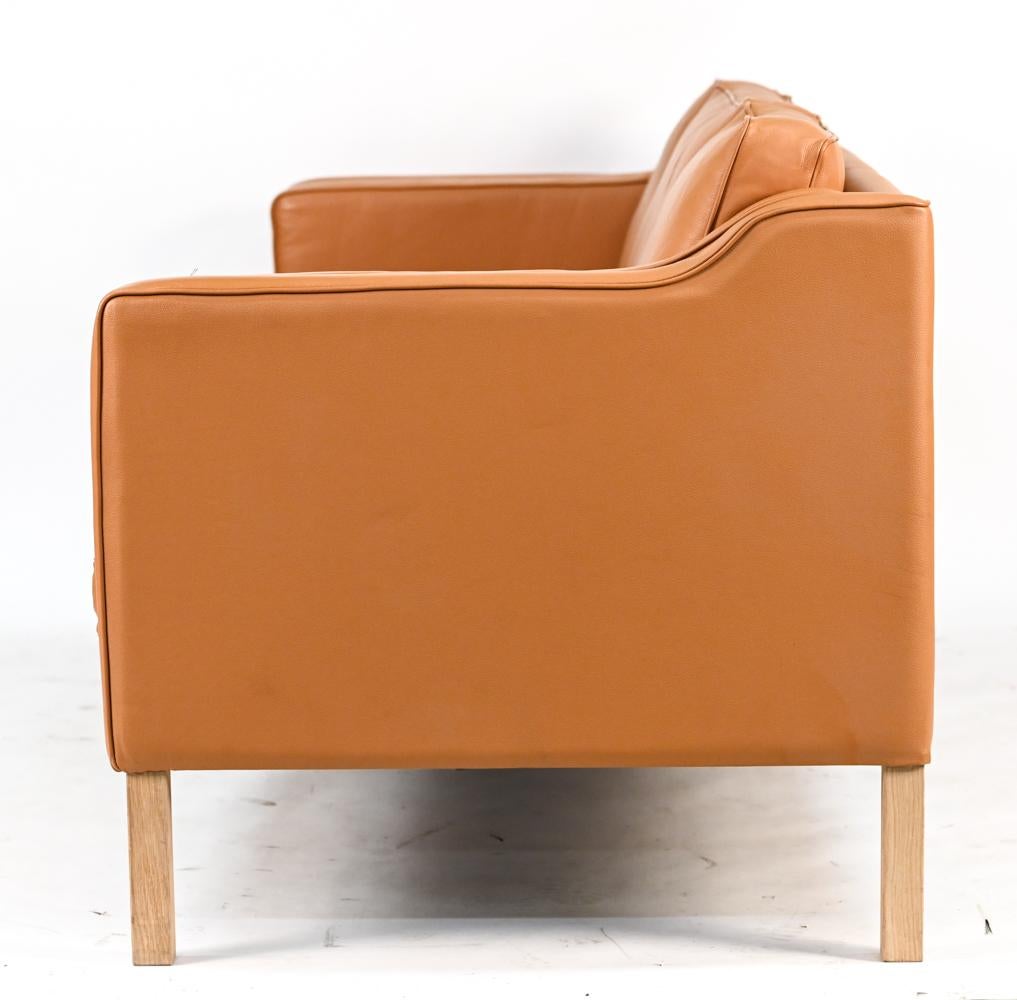 Danish Borge Mogensen Style Mid-Century Leather Sofa & Loveseat 14