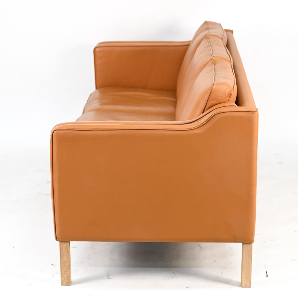 Danish Borge Mogensen Style Mid-Century Leather Sofa & Loveseat 15