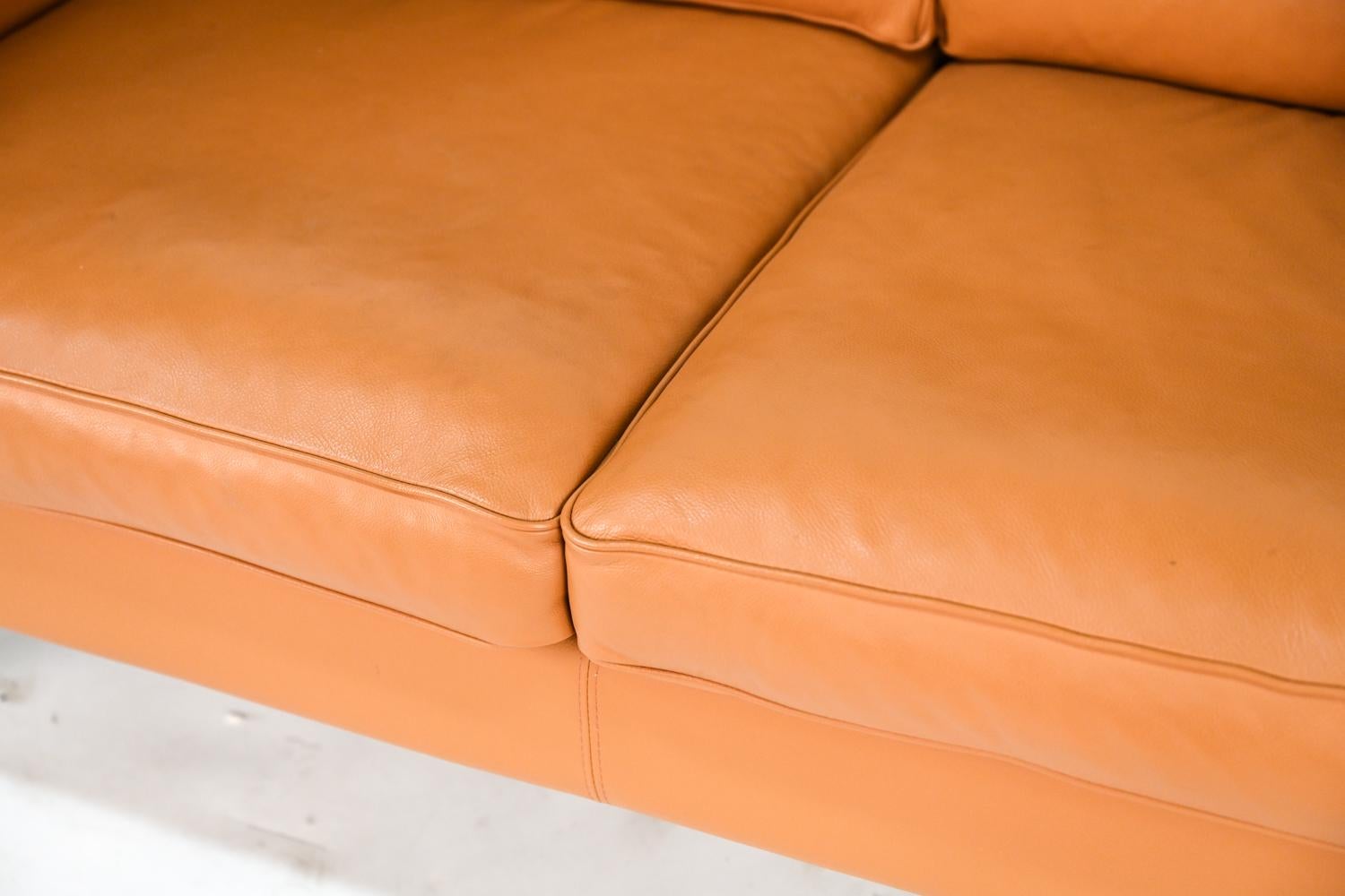 Danish Borge Mogensen Style Mid-Century Leather Sofa & Loveseat 2