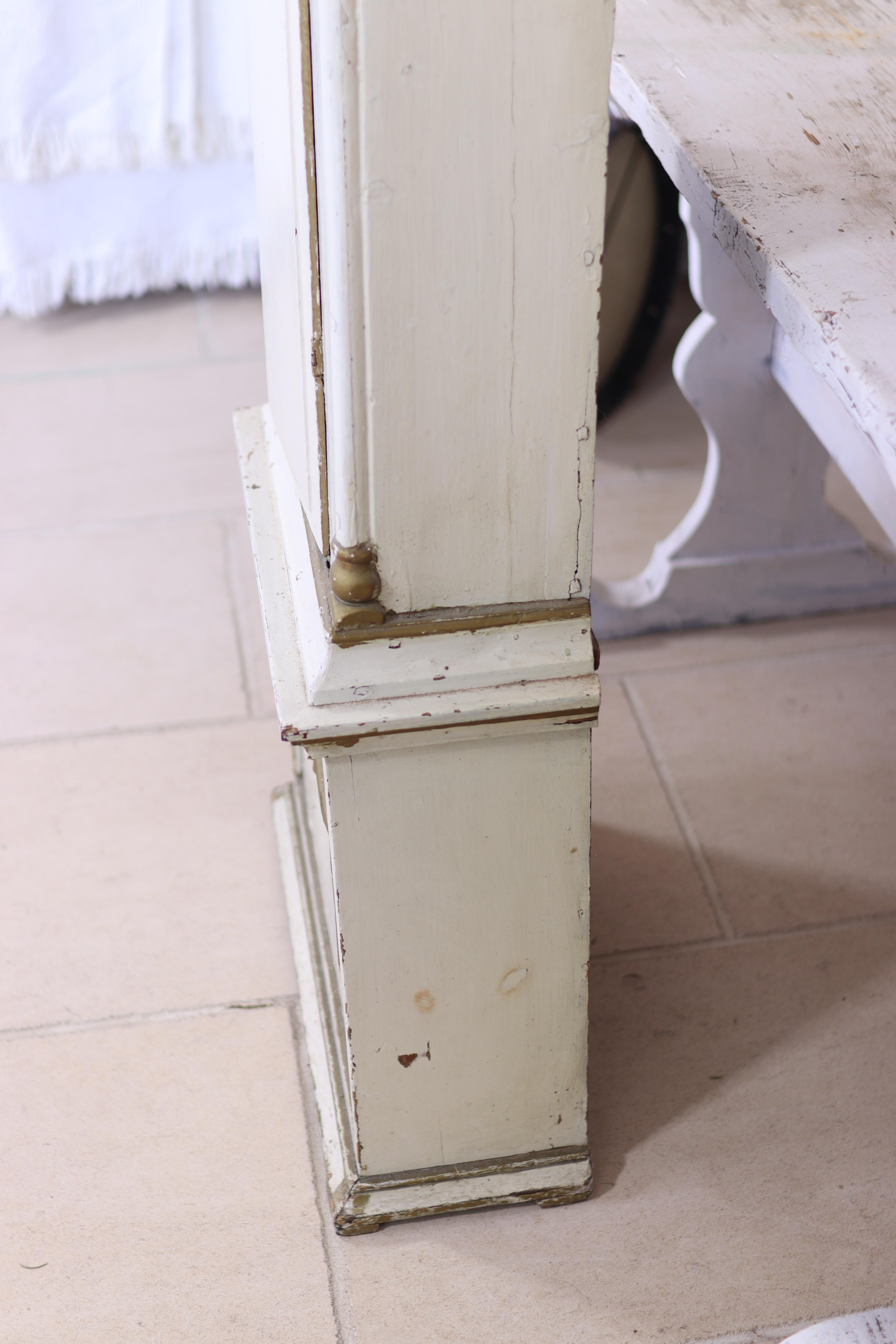 Painted Danish Bornholm Mora Clock White Gold 1800s Antique 1 Owner Provenance Collector
