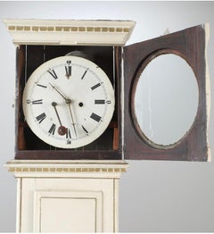 Danish Bornholm Mora Clock White Grey Gold 1800s Antique