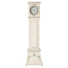 Danish Bornholm Mora Clock White Grey Gold 1800s Antique