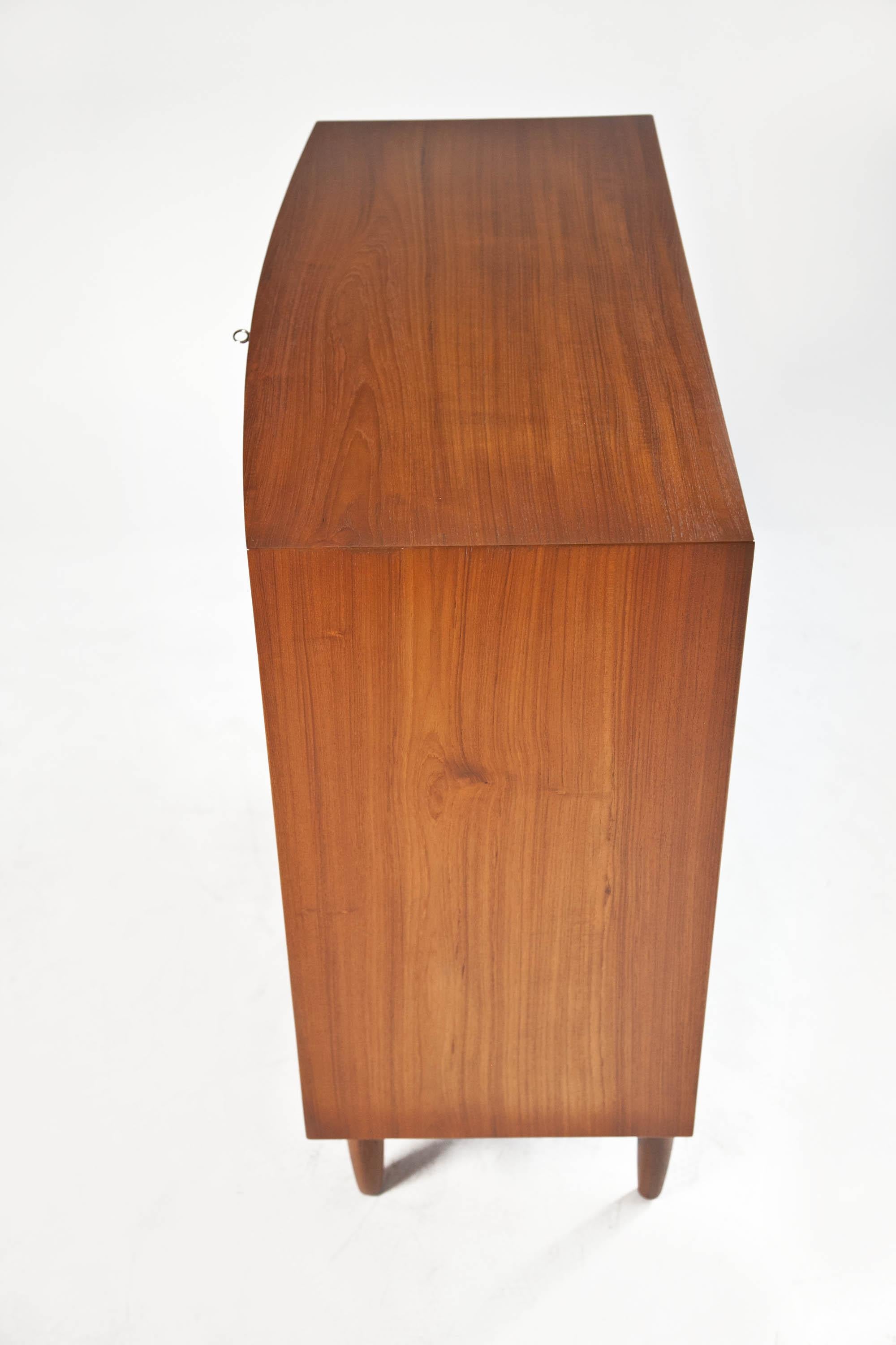 Danish Bow Front Teak Dresser, Denmark 1960s For Sale 7