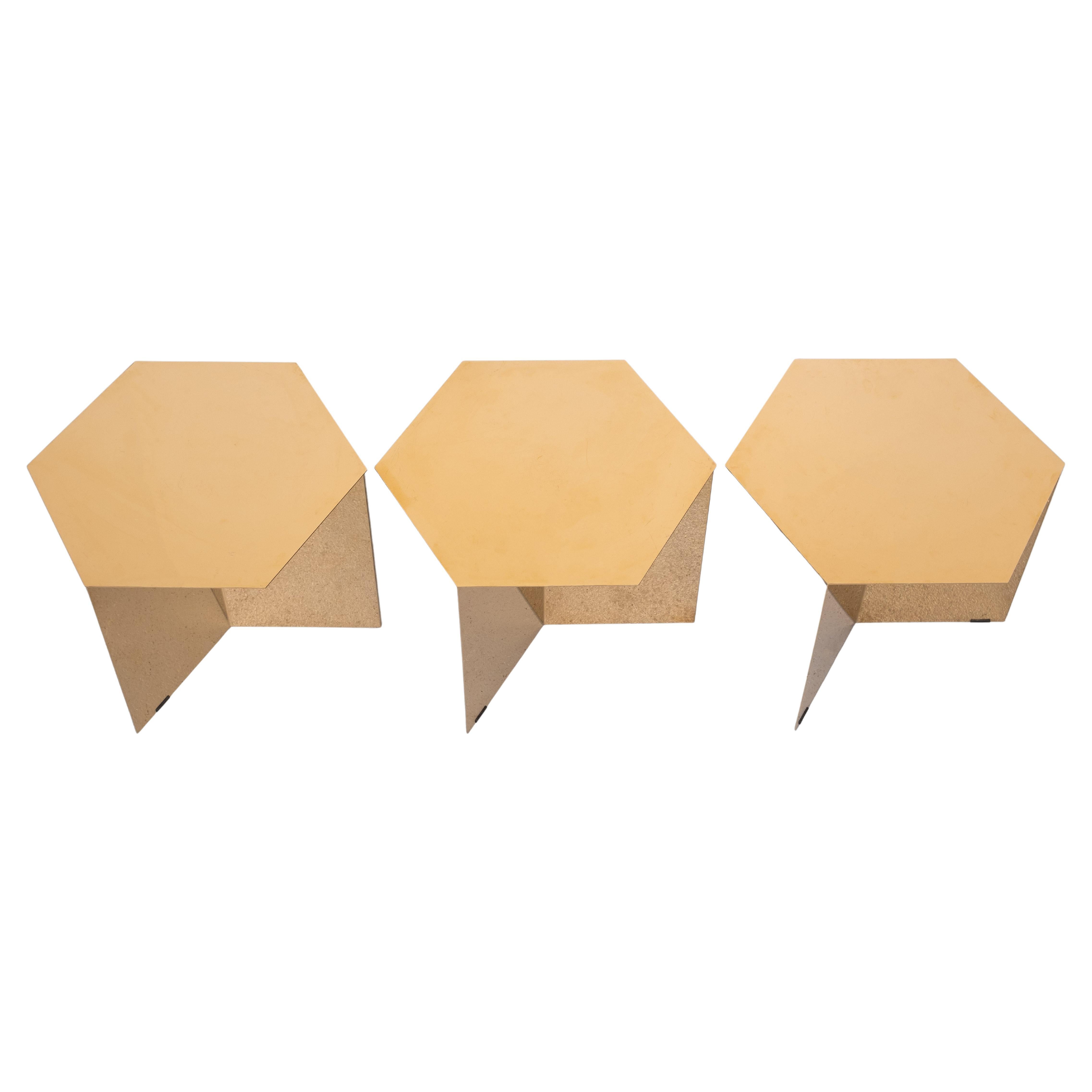 Late 20th Century Danish brand Hay’s  '' Slit ''  Brass side tables set of 3 For Sale
