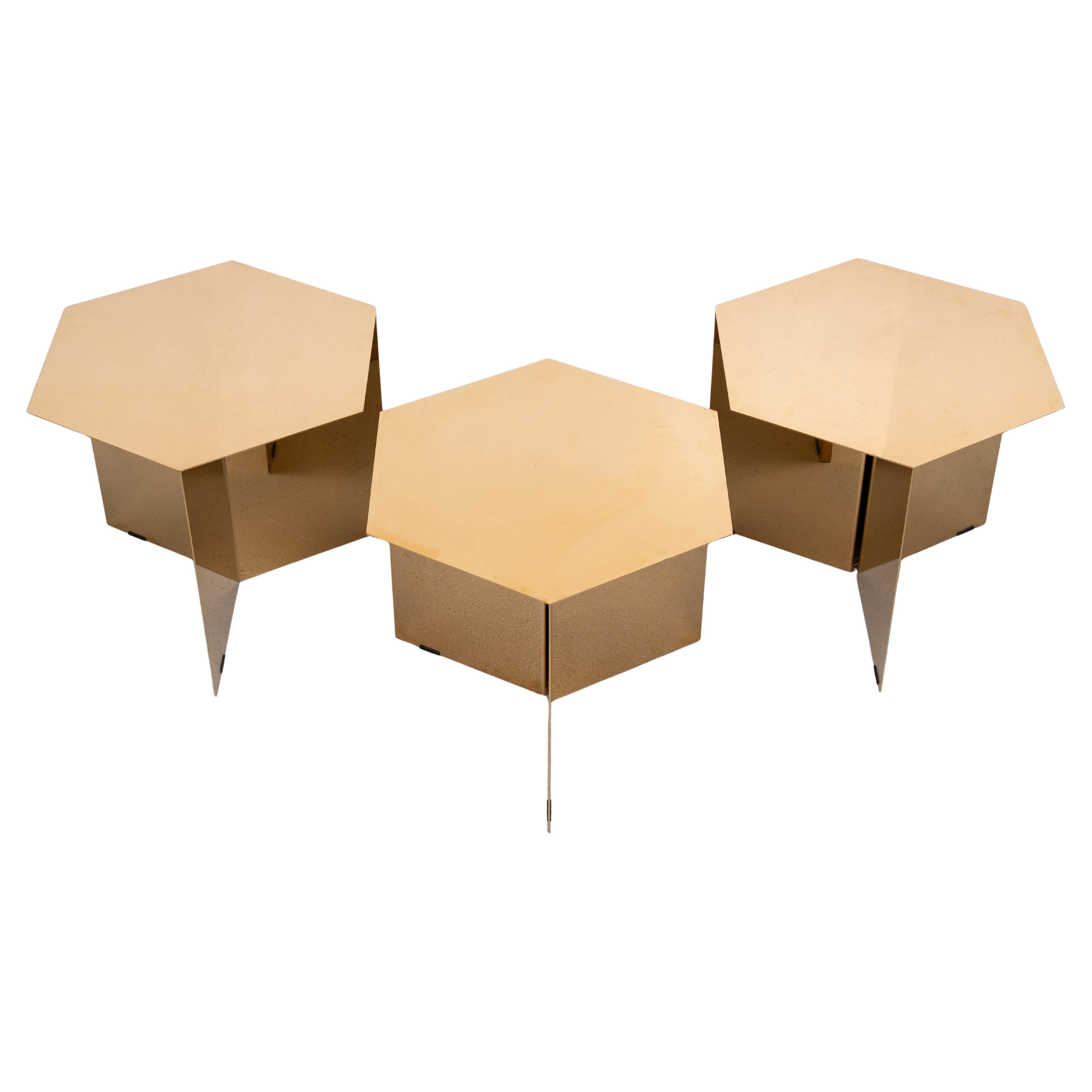 Modern Danish brand Hay’s  '' Slit ''  Brass side tables set of 3 For Sale