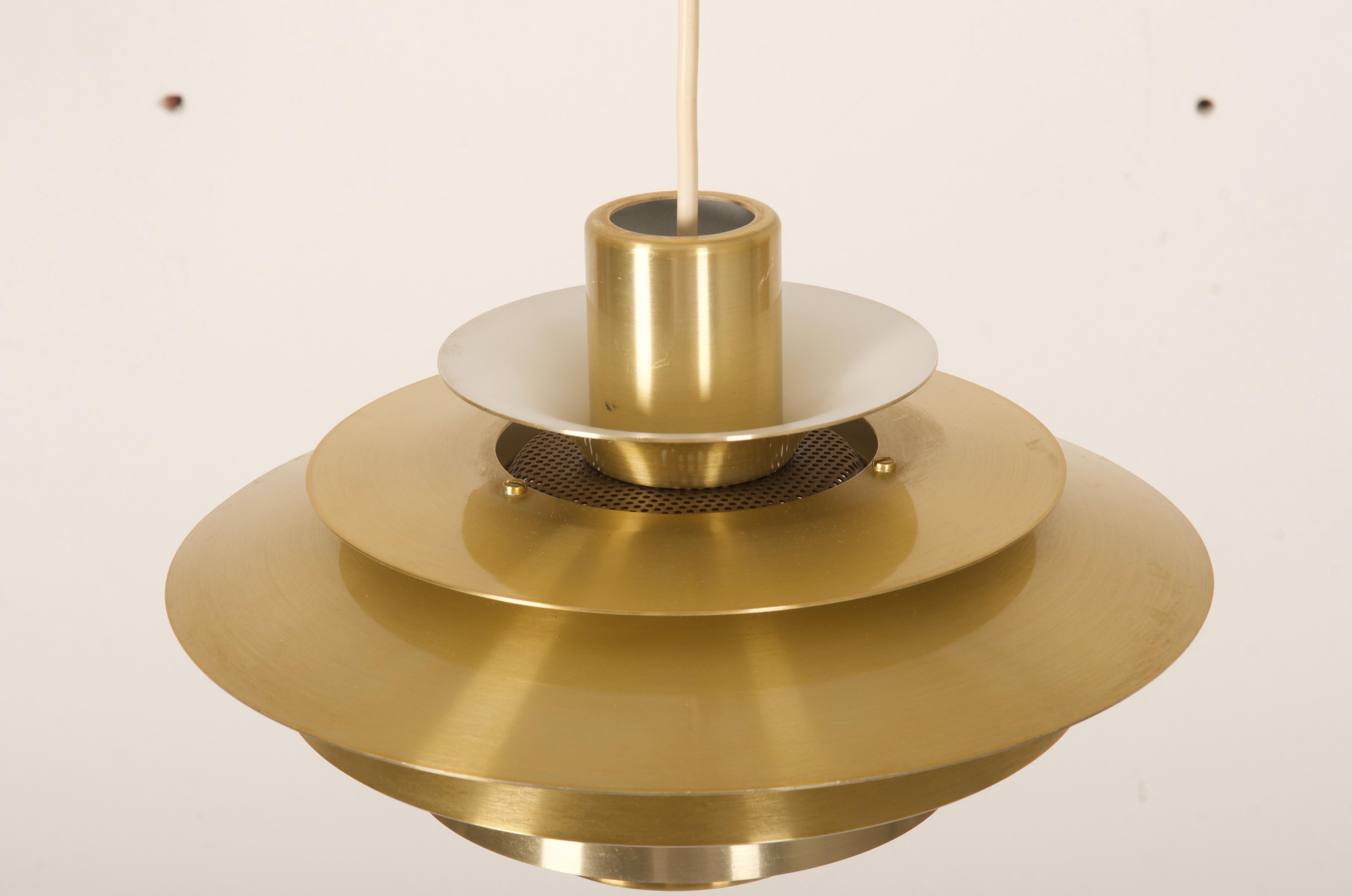 Scandinavian Modern Danish Brass/Aluminum Pendand For Sale
