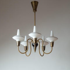 Danish Brass and Glass chandelier, circa 1960